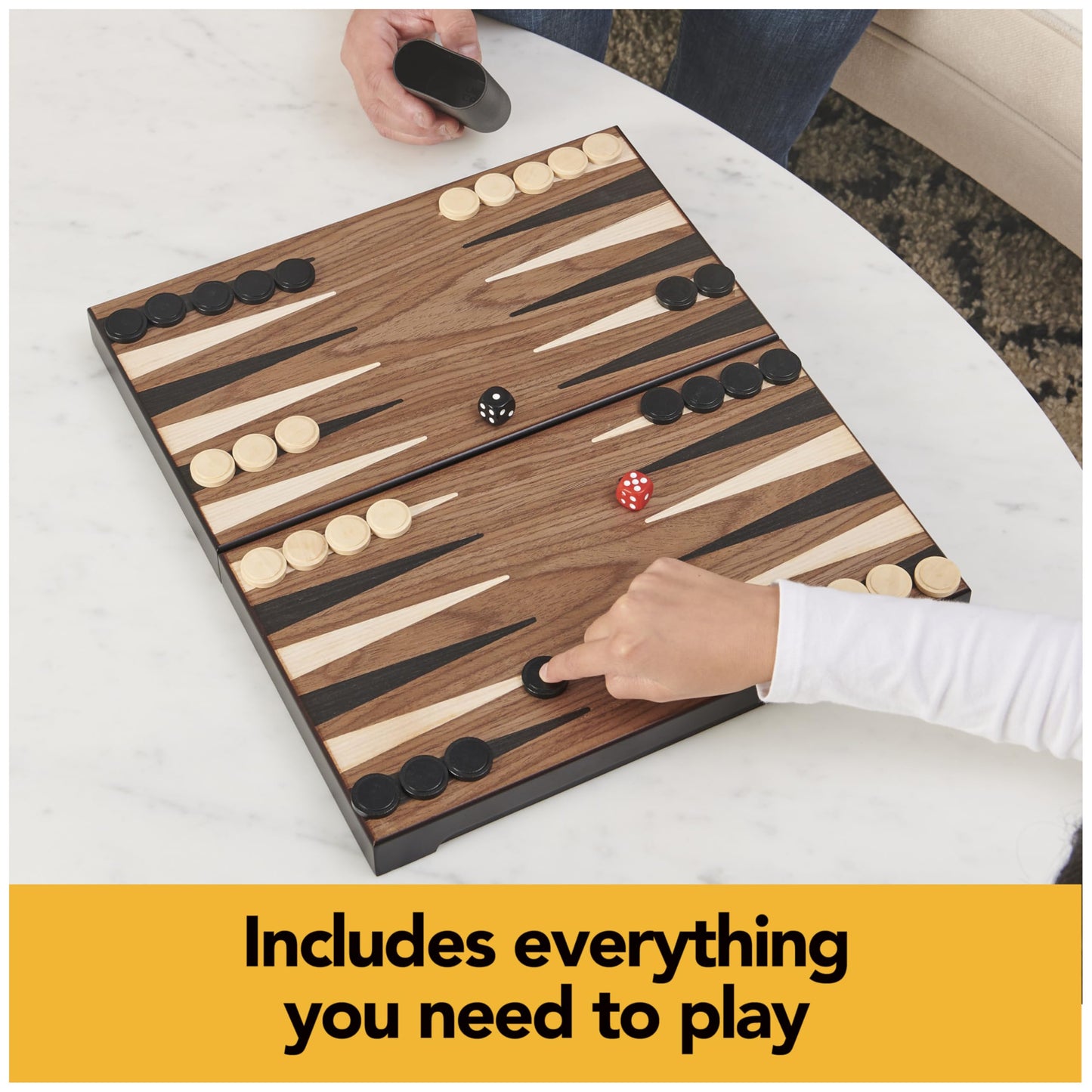 Spin Master Games Legacy Deluxe Wooden Backgammon – 2-Player Classic Board Game Set