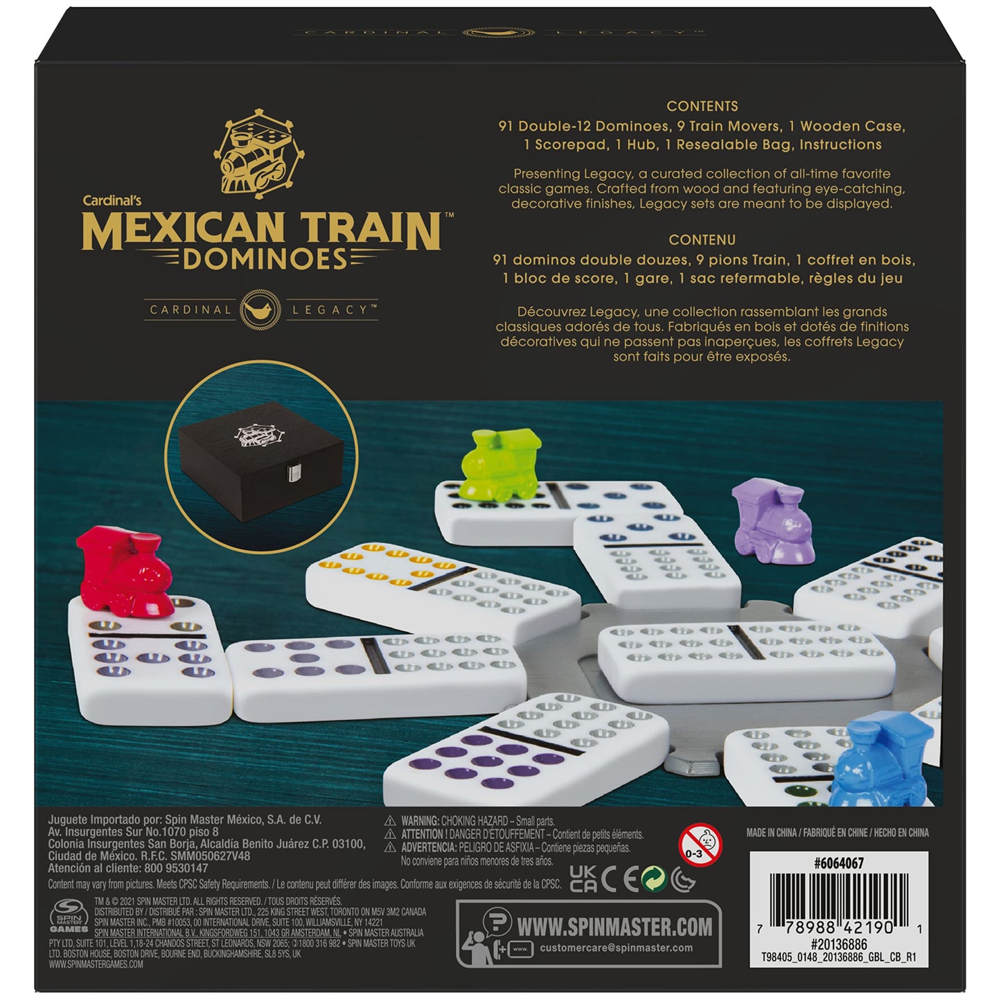 Spin Master Games Legacy Deluxe Mexican Train Dominoes — Double-12 Set with Wooden Case