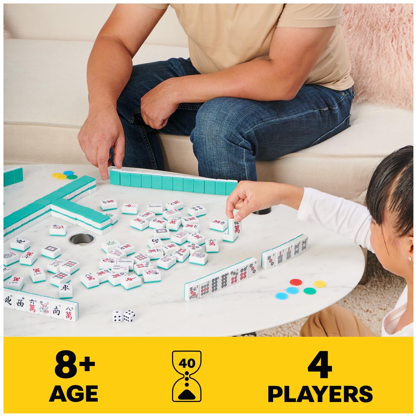 Spin Master Games Legacy Deluxe Mah Jong: Two-Tone Tiles & Lined Wood Case
