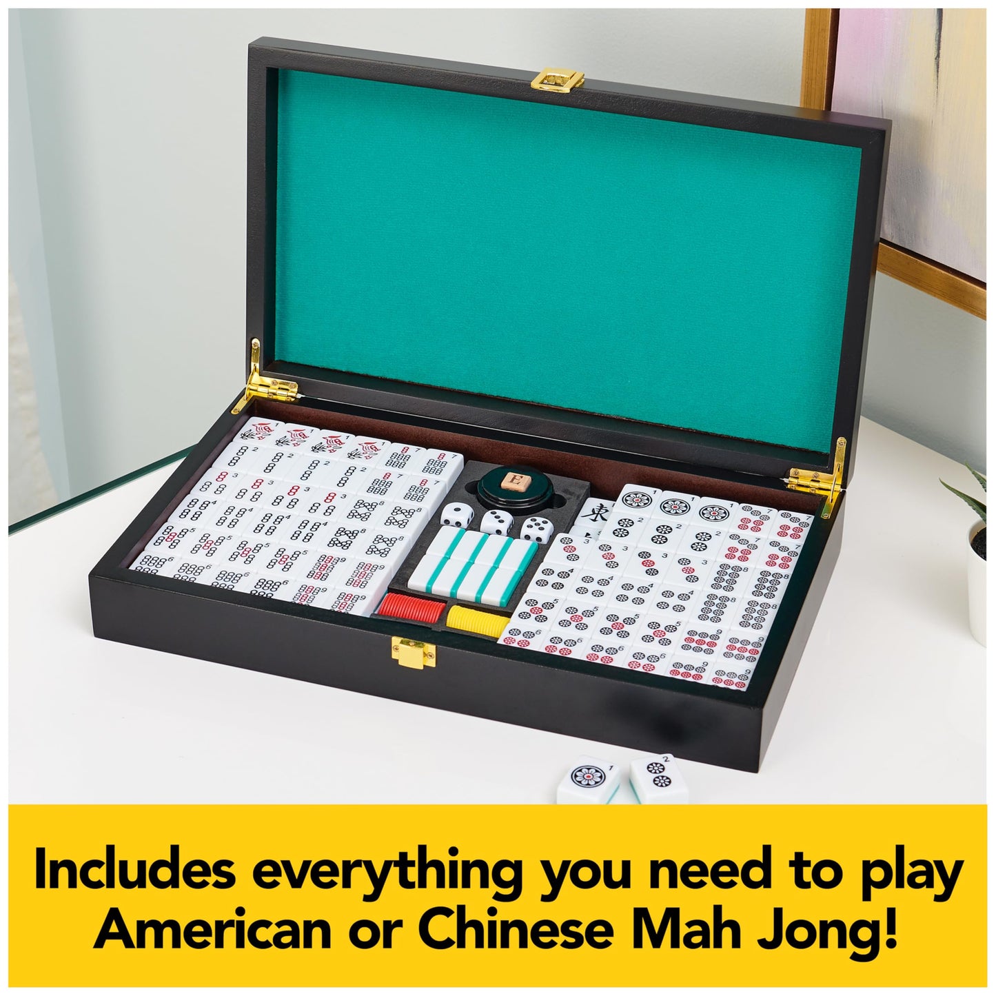 Spin Master Games Legacy Deluxe Mah Jong: Two-Tone Tiles & Lined Wood Case