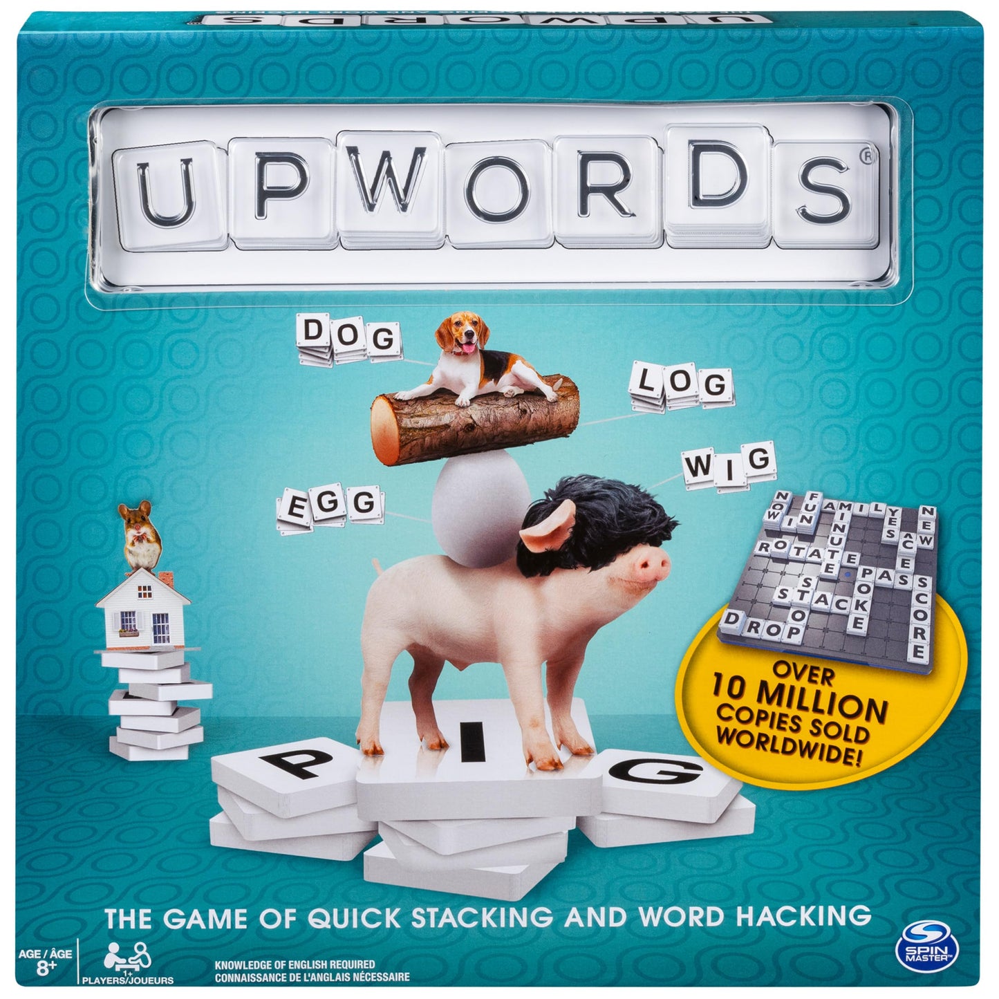 Spin Master Games Upwords — Classic Word Game with Stackable Tiles | 1-4 Players