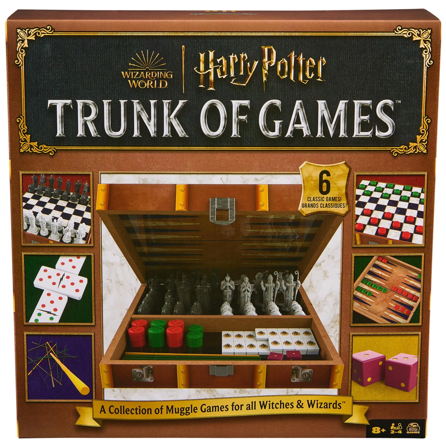 Spin Master Wizarding World Trunk of Games 6-in-1 – Wooden Box (2-4 Players, 8+)