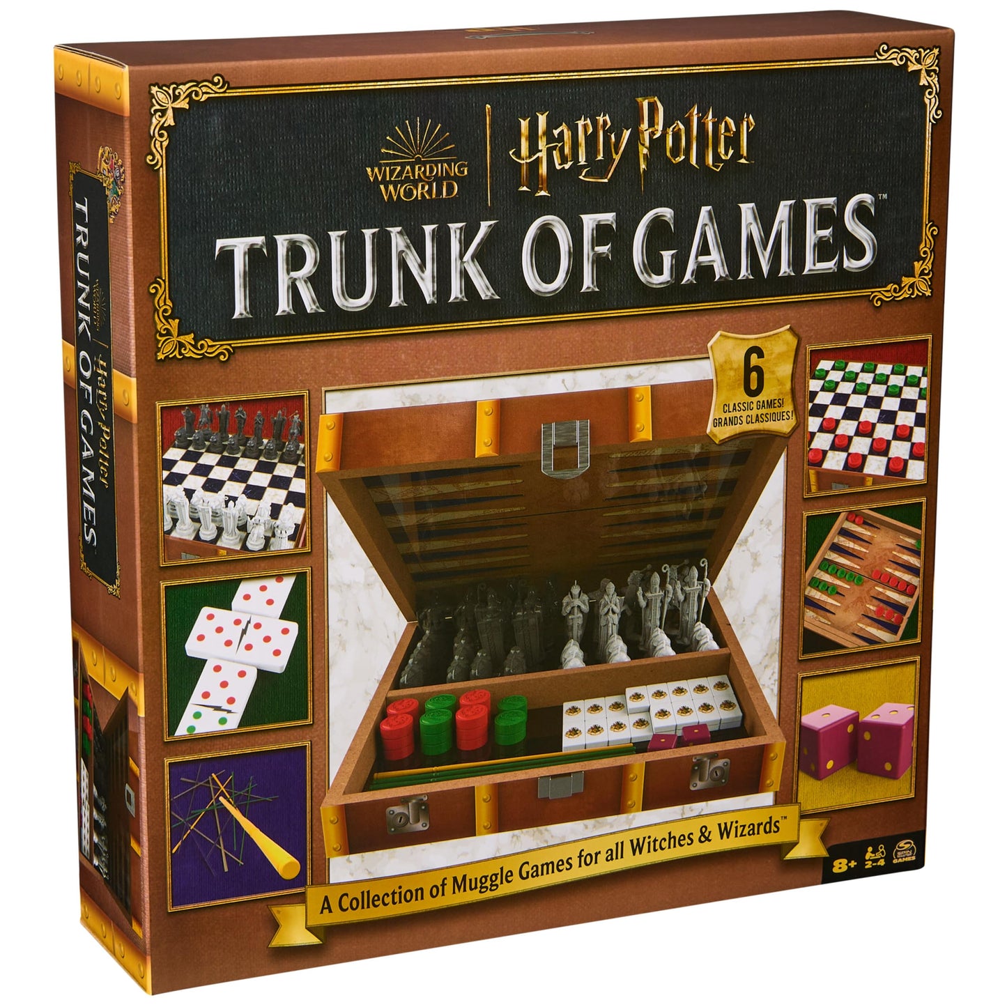 Spin Master Wizarding World Trunk of Games 6-in-1 – Wooden Box (2-4 Players, 8+)