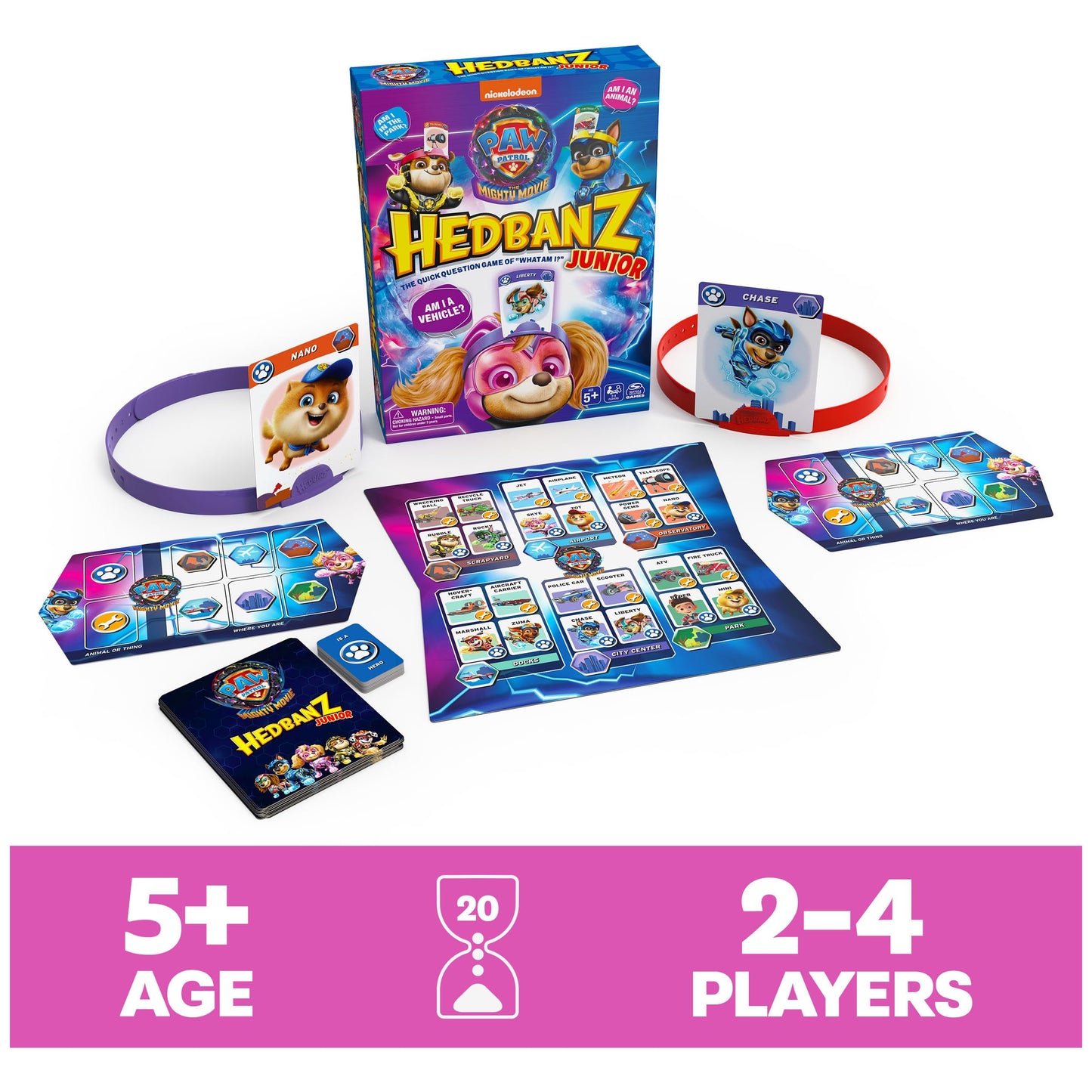 Hedbanz Junior PAW Patrol The Mighty Movie Game – Family Card Game for Kids 5+