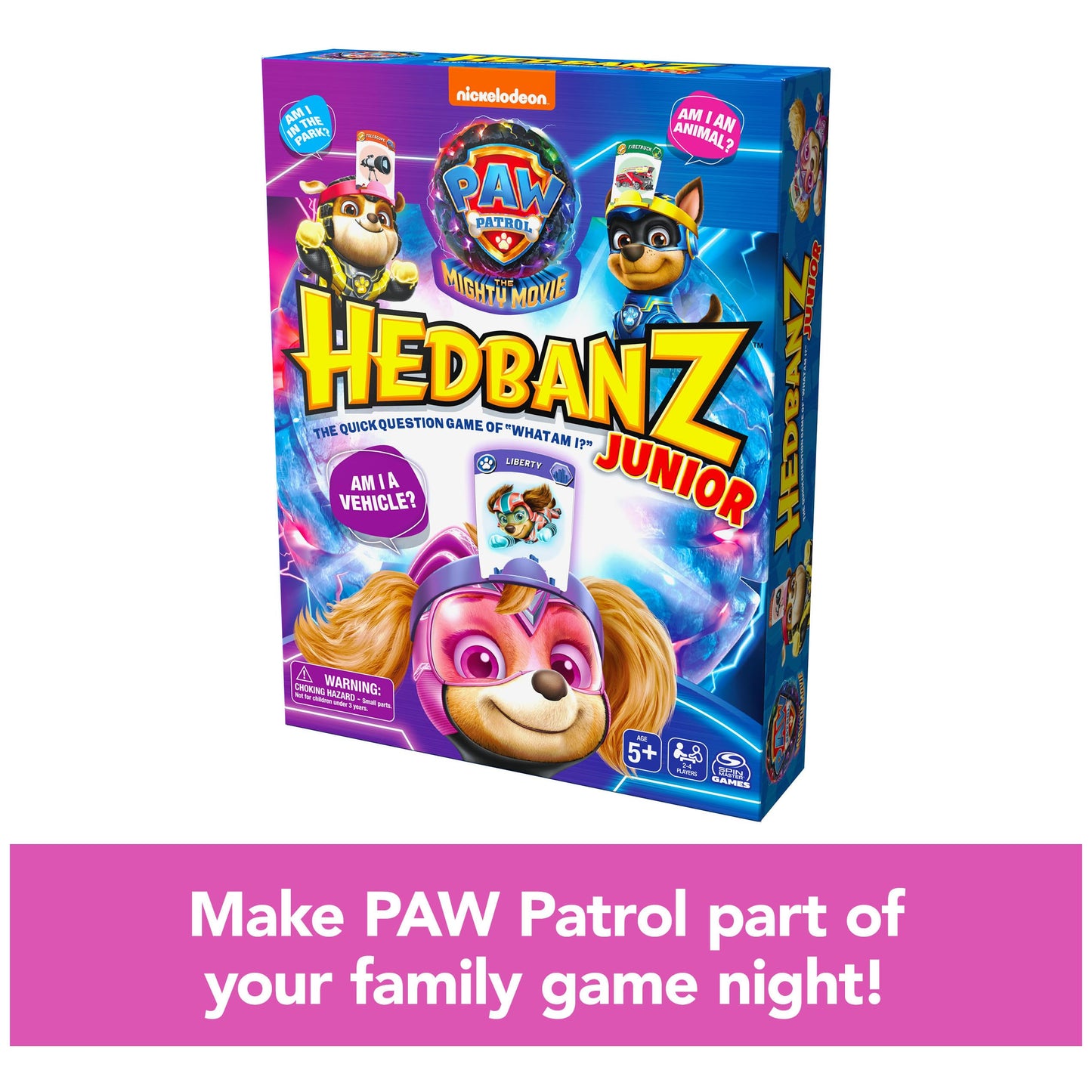 Hedbanz Junior PAW Patrol The Mighty Movie Game – Family Card Game for Kids 5+