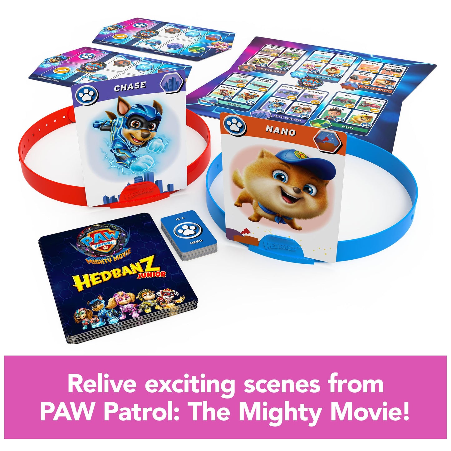 Hedbanz Junior PAW Patrol The Mighty Movie Game – Family Card Game for Kids 5+