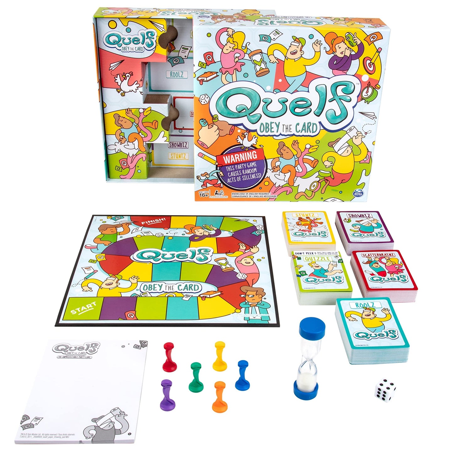 Spin Master Quelf Board Game – Hilarious Party Game for Teens & Adults | 300 Action Cards