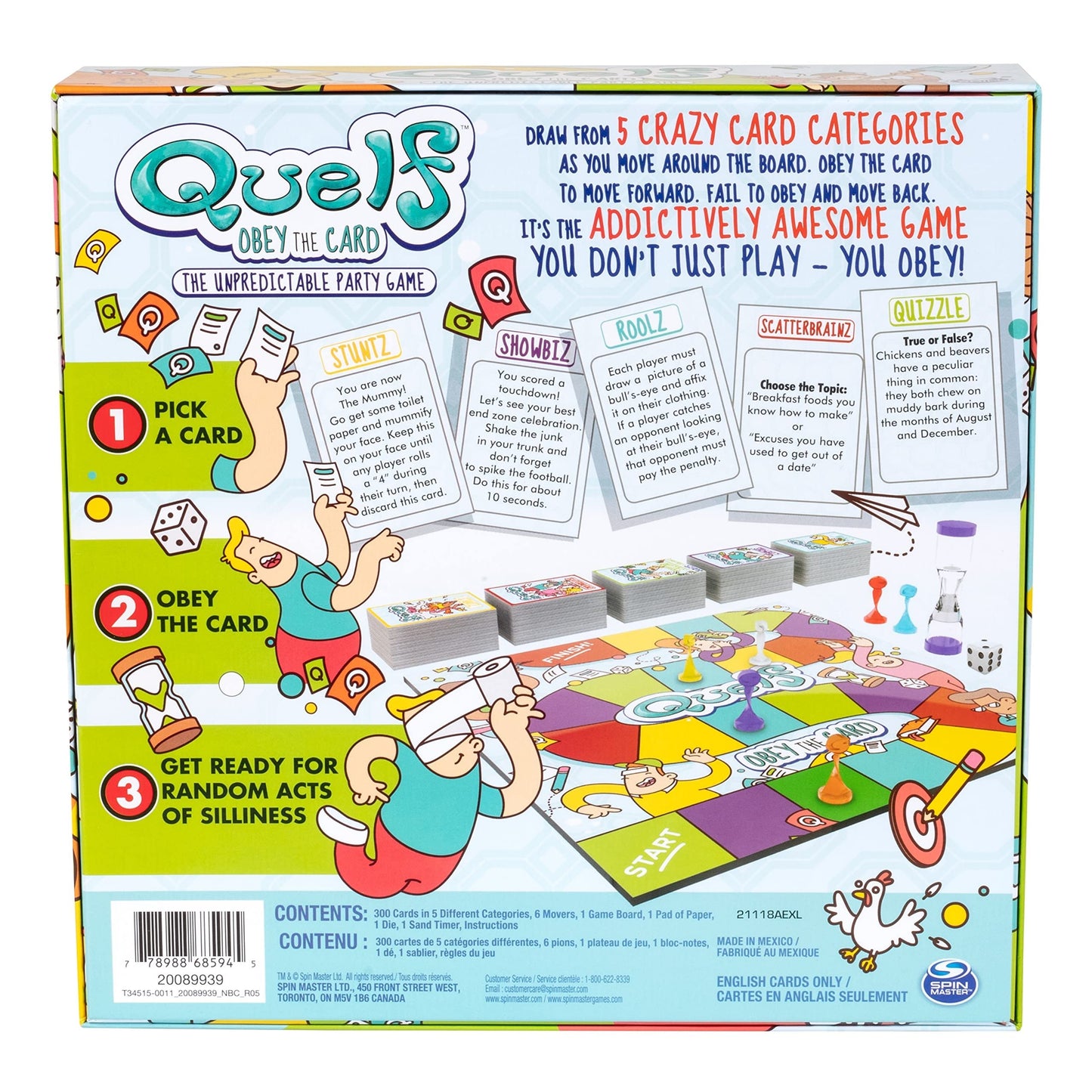 Spin Master Quelf Board Game – Hilarious Party Game for Teens & Adults | 300 Action Cards