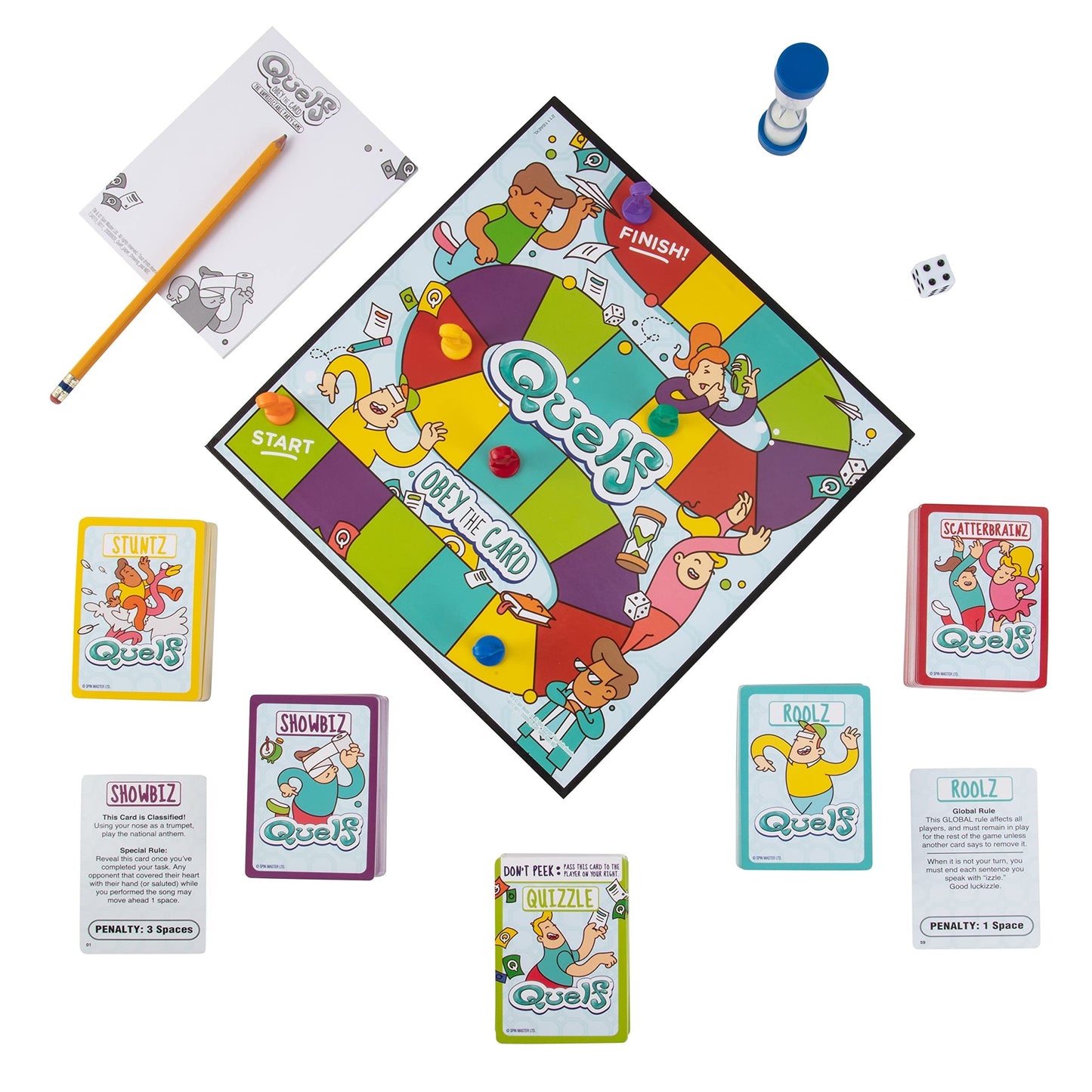 Spin Master Quelf Board Game – Hilarious Party Game for Teens & Adults | 300 Action Cards