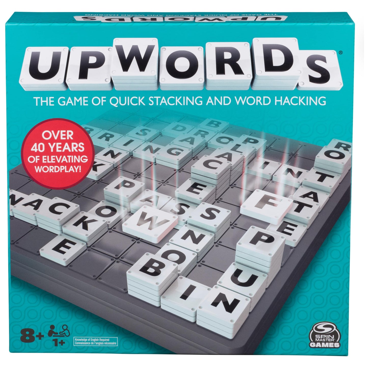 Spin Master Upwords 2023 Edition: Rotating Word Stack Game for Family Play (Ages 8+)