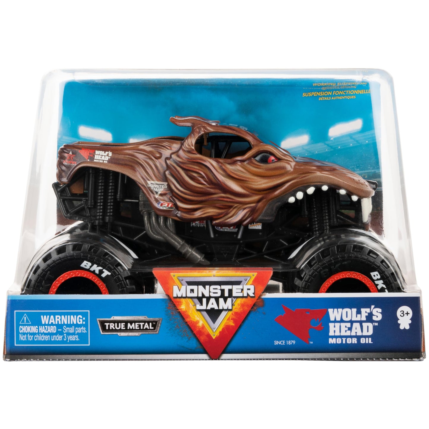 Spin Master Monster Jam Wolf's Head 1:24 Die-Cast Truck – Chrome Rims & BKT Tires