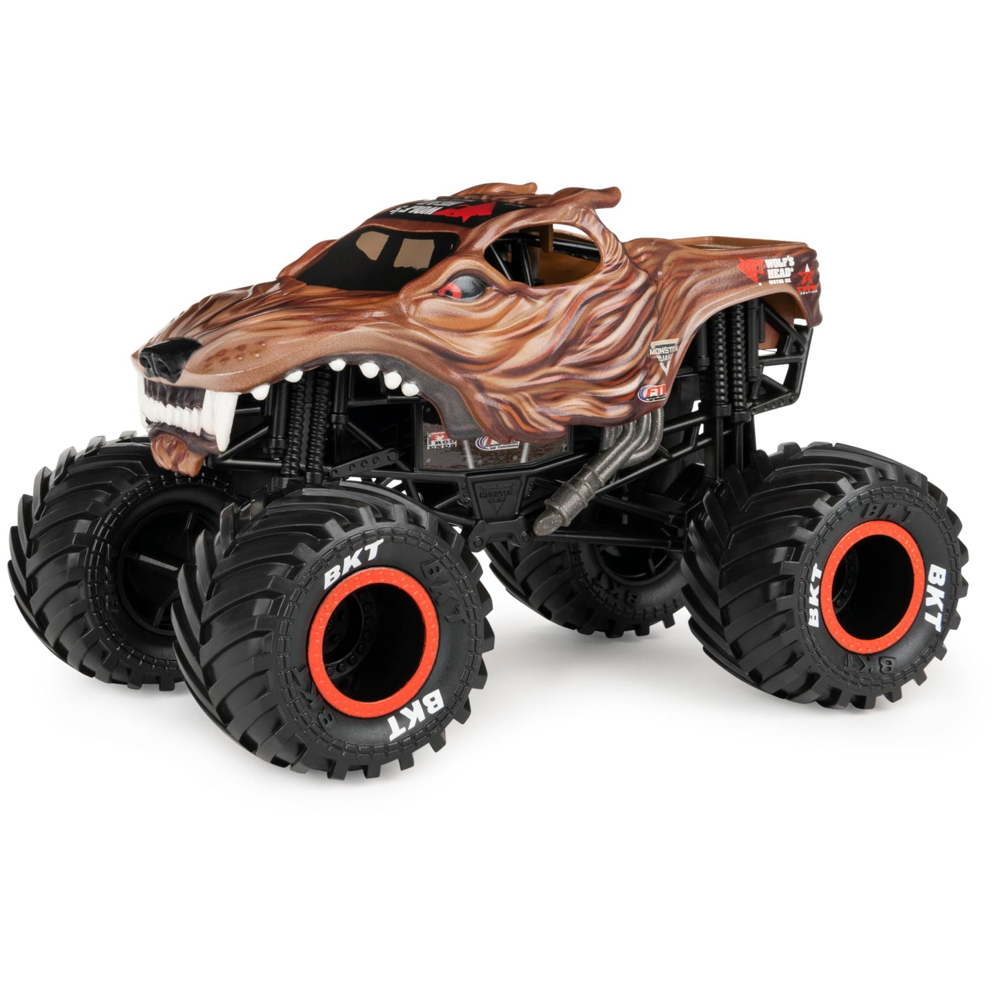 Spin Master Monster Jam Wolf's Head 1:24 Die-Cast Truck – Chrome Rims & BKT Tires