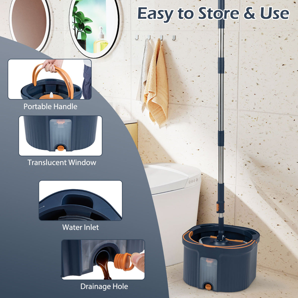 Spin Mop and Bucket Set Separation Dirty and Clean Water System-Green