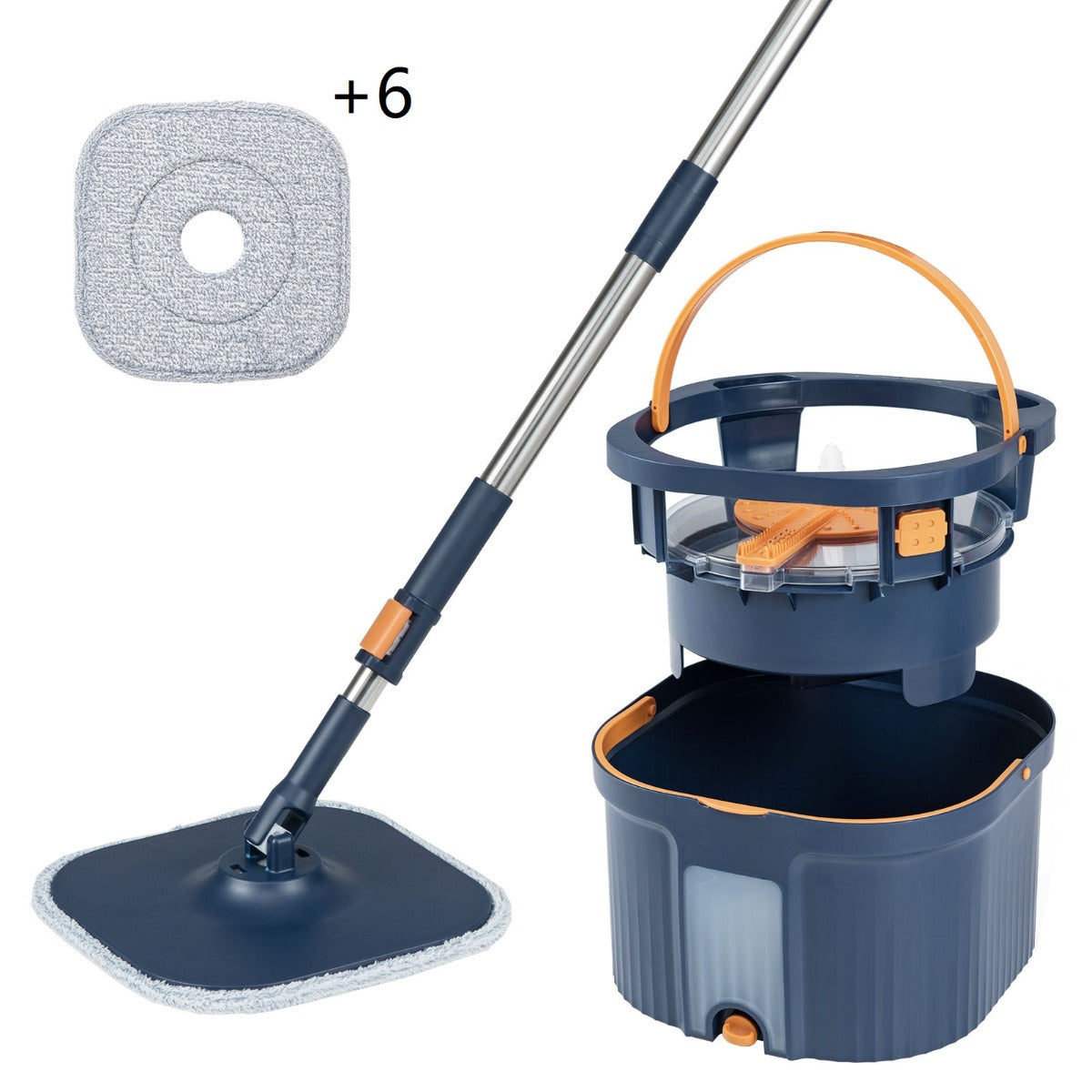 Spin Mop and Bucket Set Square with 8 Microfiber Mop Pads-Green