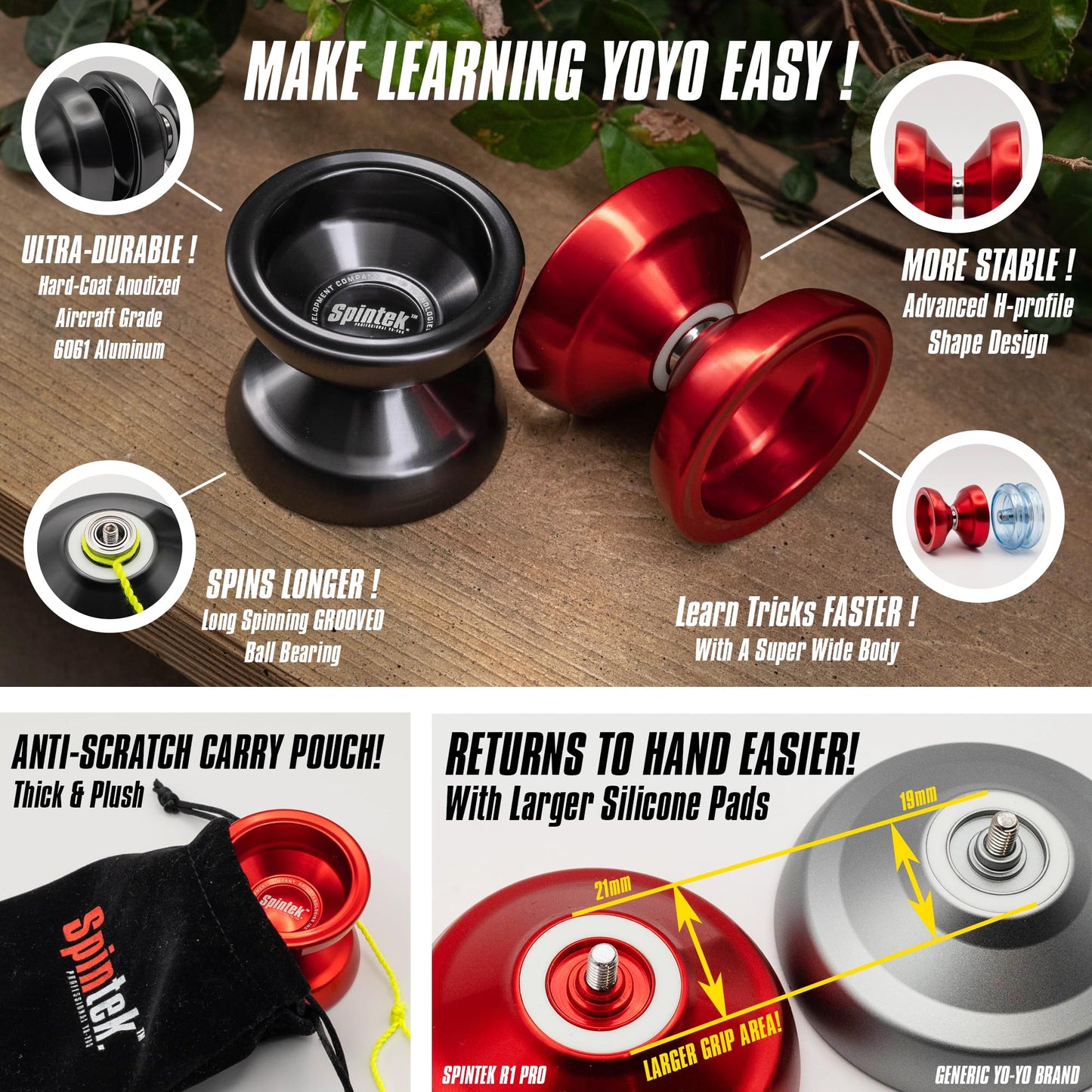SPINTEK R1 PRO – High-End Professional YoYo for Beginners to Pros | Dual & Non-Responsive