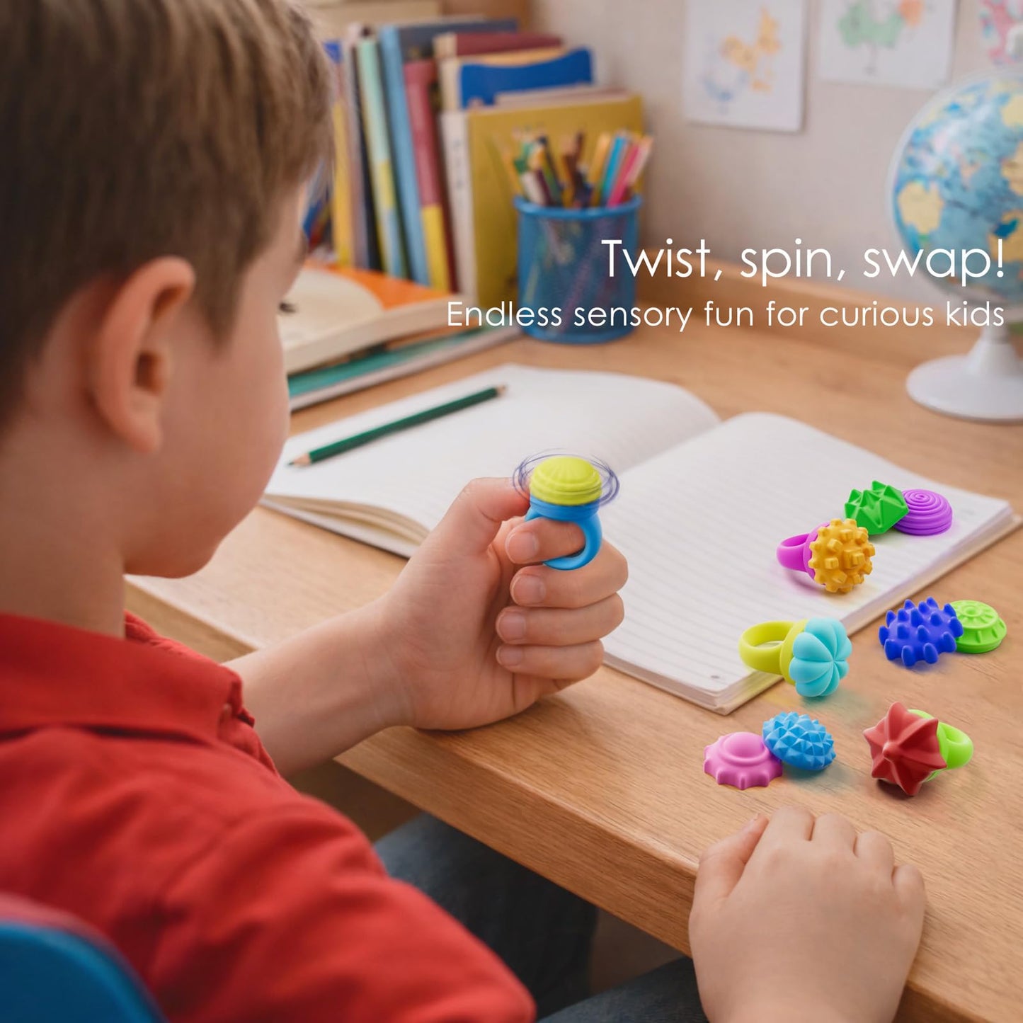 Spkwis Fidget Toys – 6-Pack Sensory Spinner Rings for Focus & Calm