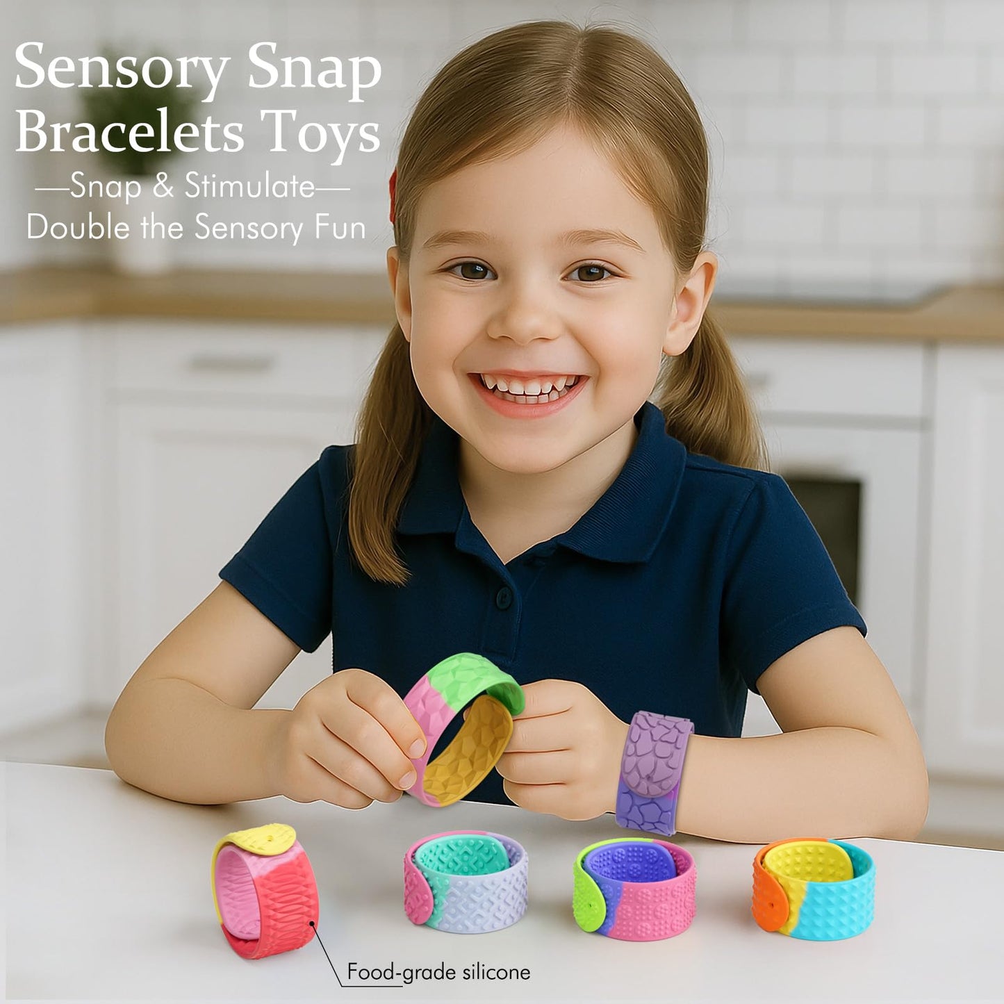 Spkwis Sensory Slap Bracelets — 6-Pack Fidget Toys for Kids & Teens | Textured Silicone Snap Bracelets