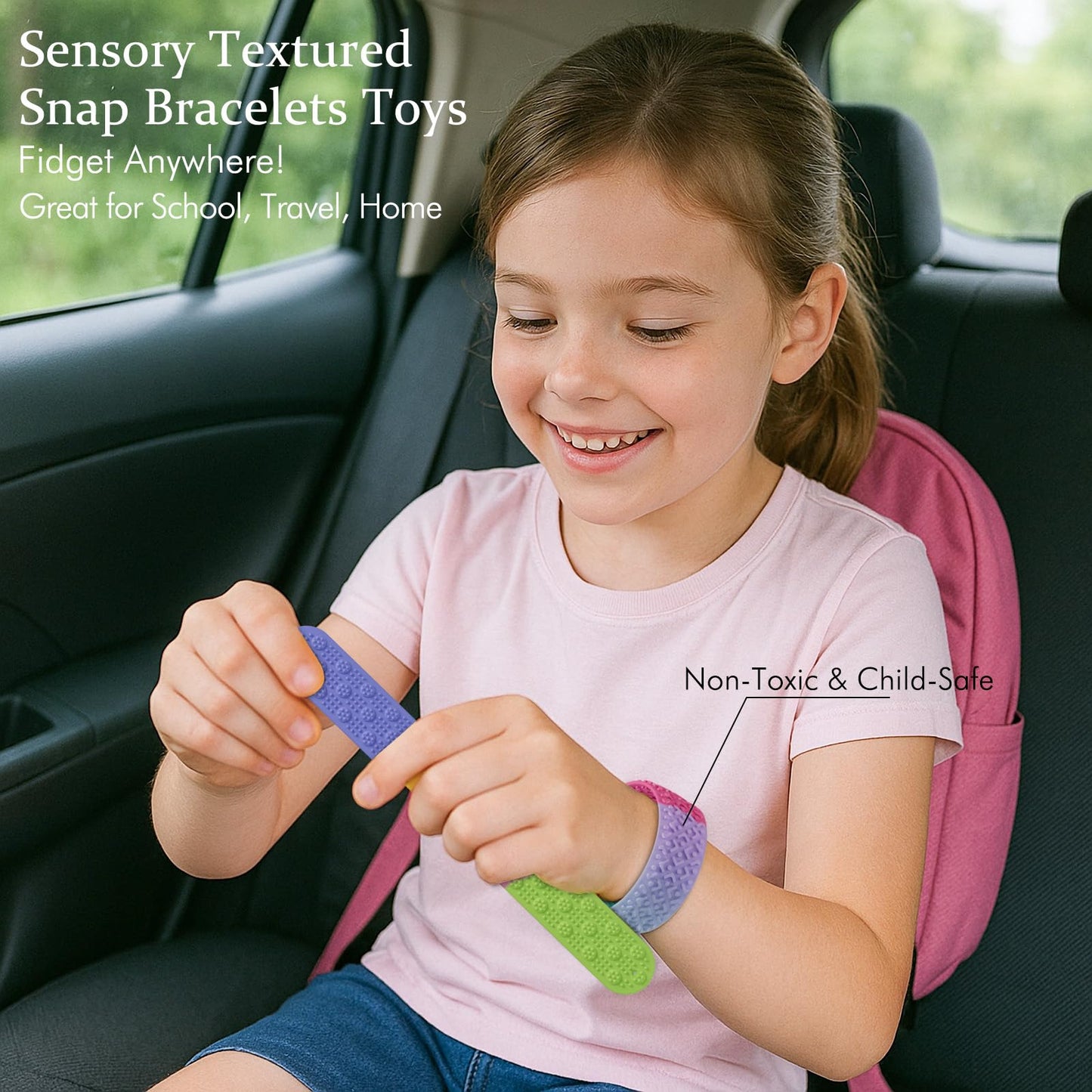 Spkwis Sensory Slap Bracelets — 6-Pack Fidget Toys for Kids & Teens | Textured Silicone Snap Bracelets