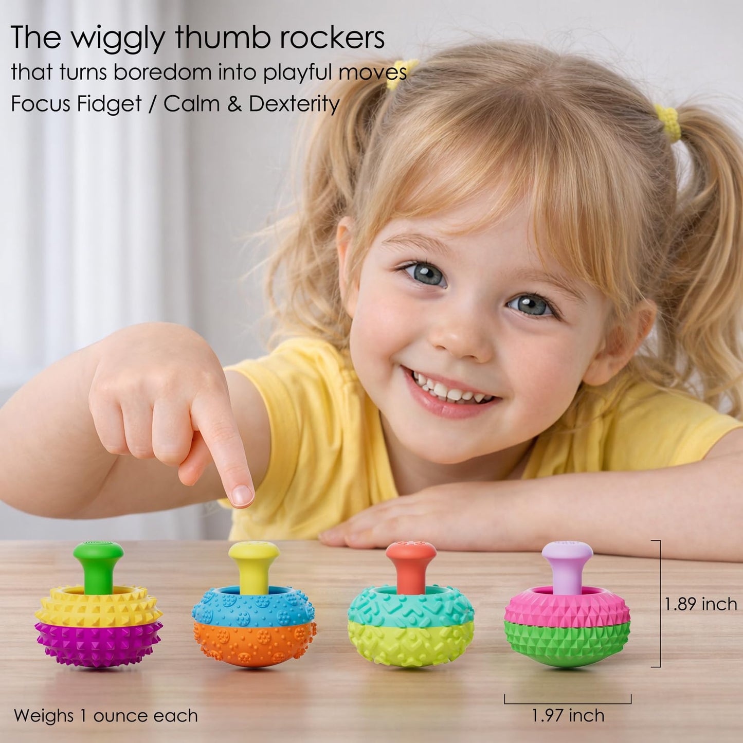 Spkwis Silicone Thumb Rocker Fidget Toys - 4-Pack for Stress Relief, Focus & Desk Fun