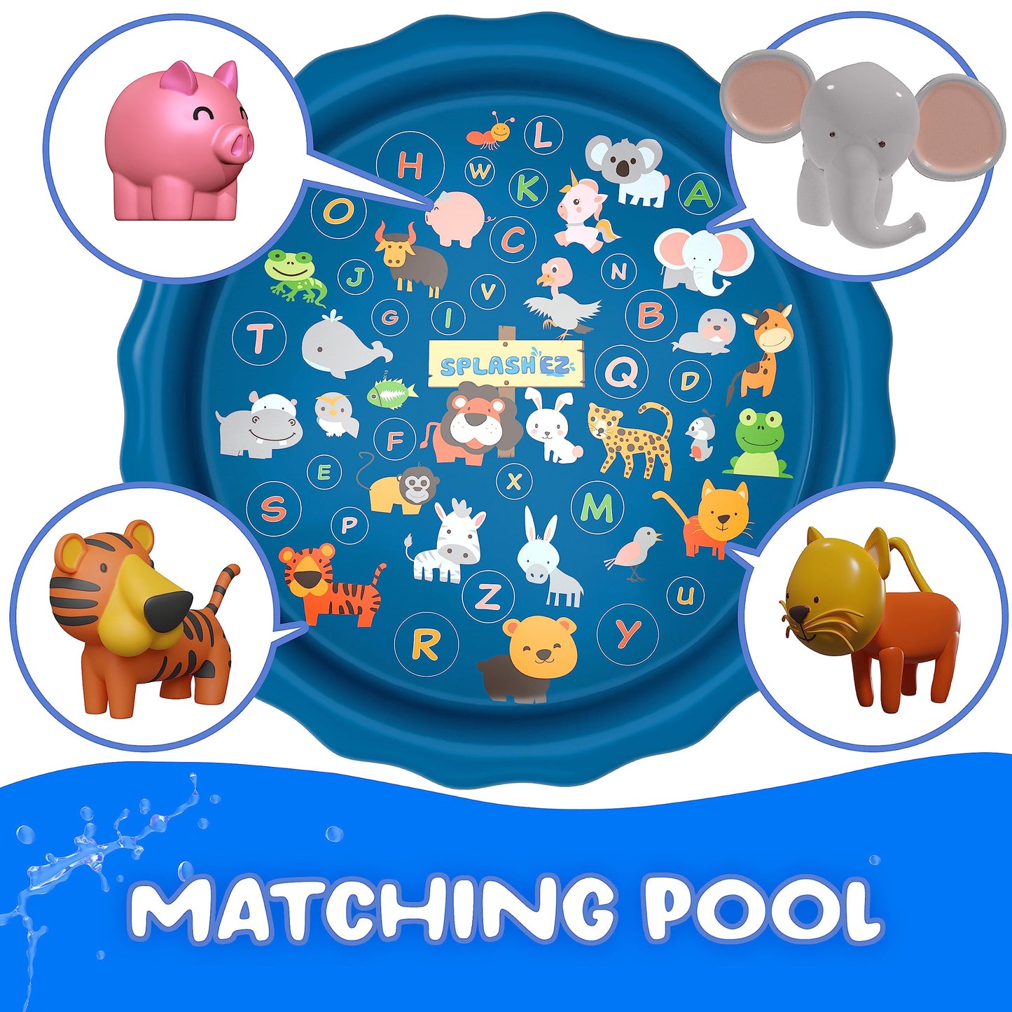 SplashEZ Bath Toys for Kids 4-8 | Mold-Free XL Animal Set for Bath Time