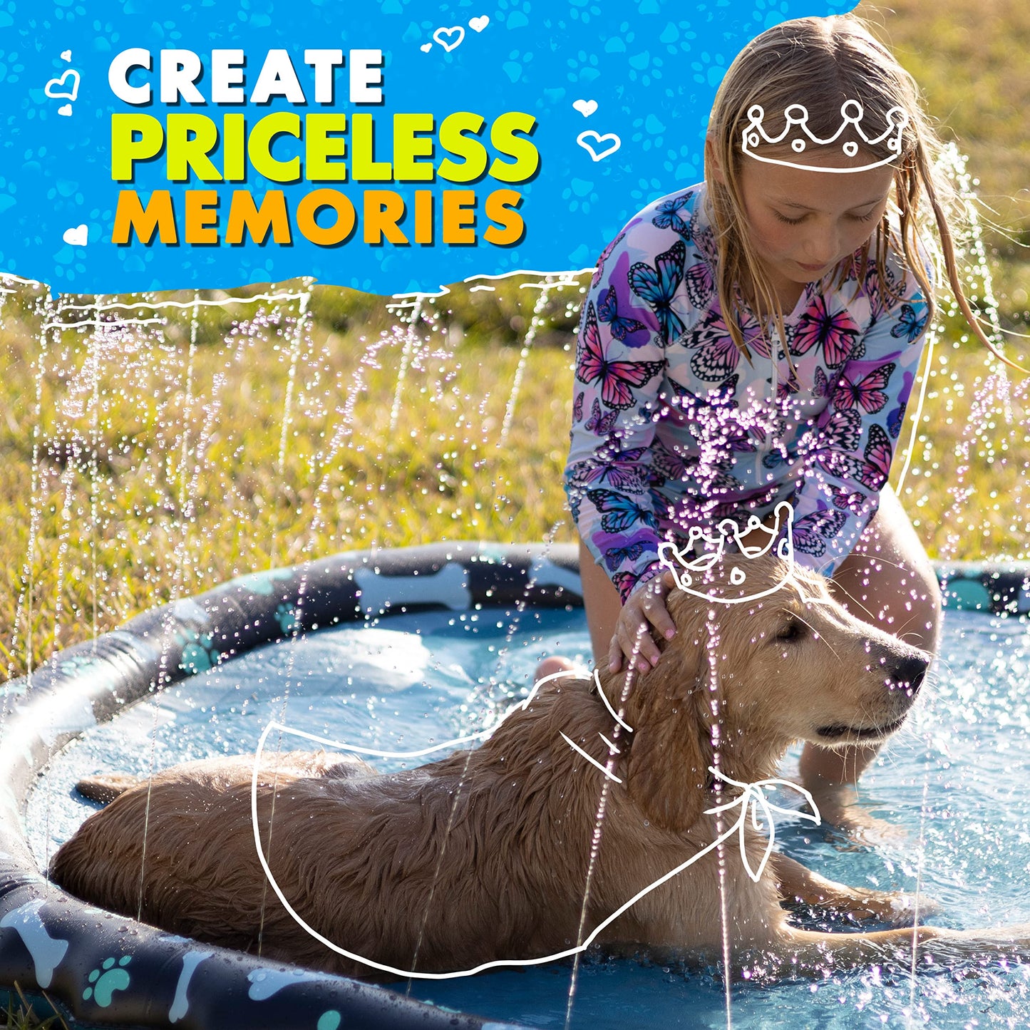 SplashEZ Non Slip Splash Pad – 69-Inch Large Outdoor Fun for Kids & Dogs