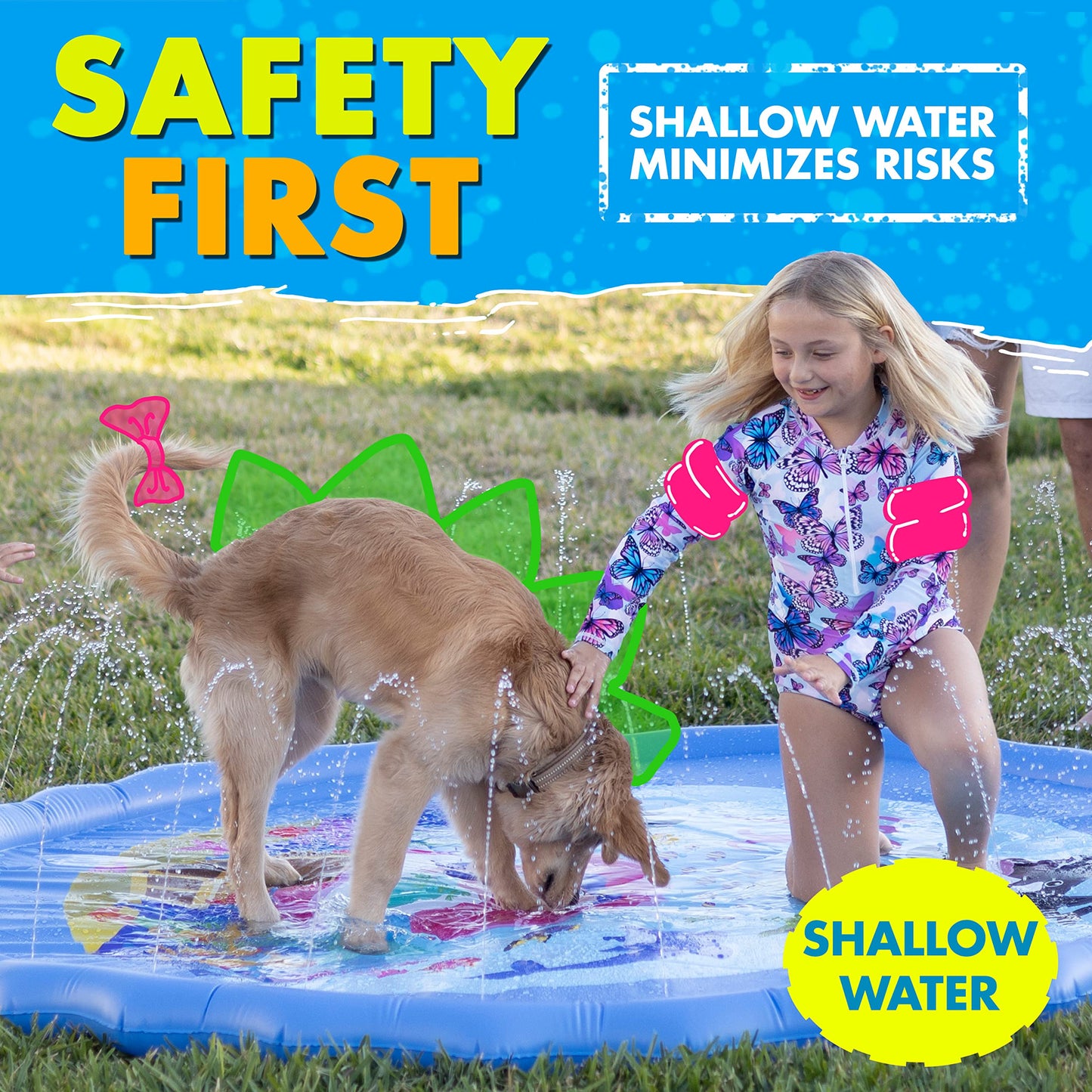 SplashEZ 89-Inch Extra Large Splash Pad – Fun Backyard Water Toy for Kids & Dogs