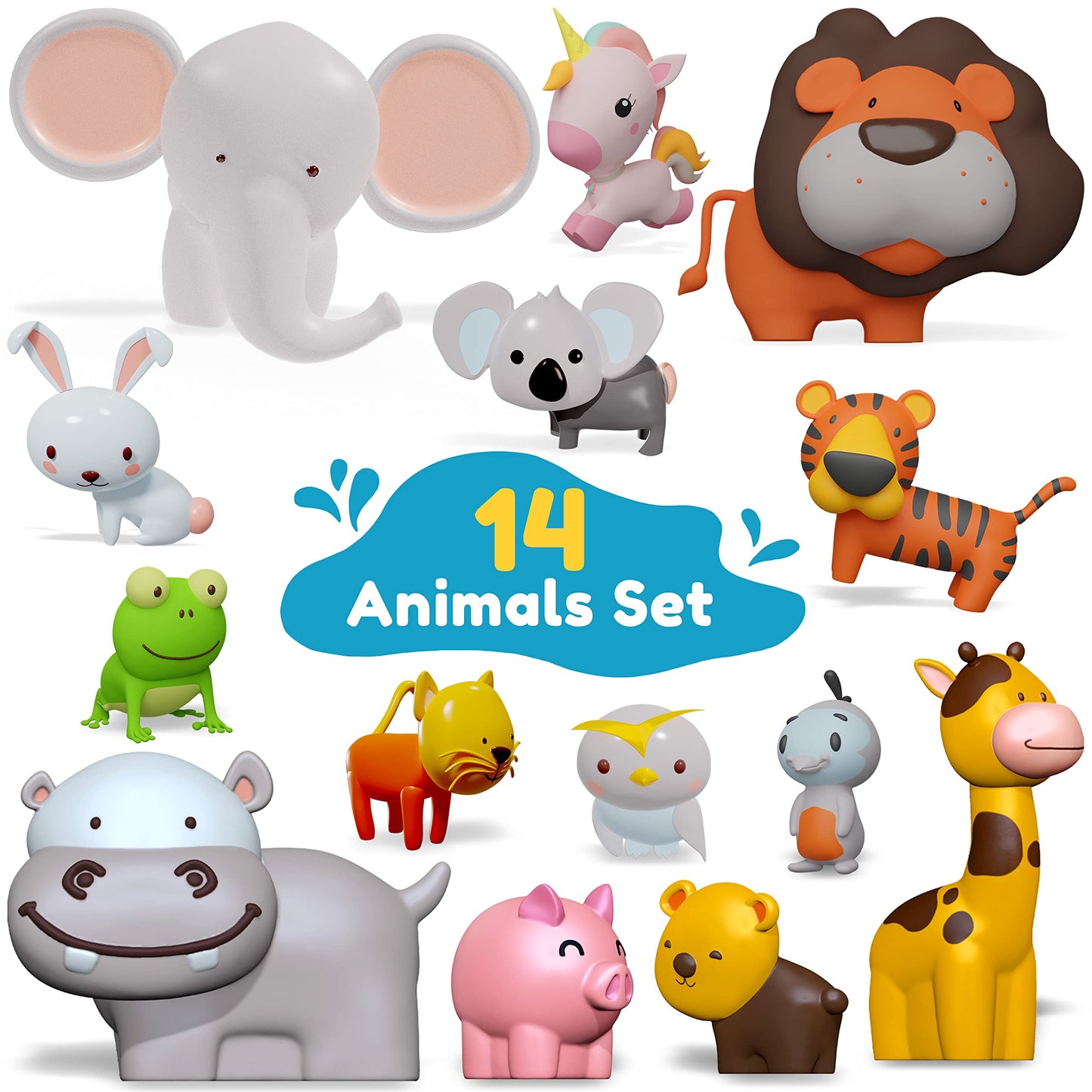 SplashEZ Bath Toys for Kids 4-8 | Mold-Free XL Animal Set for Bath Time