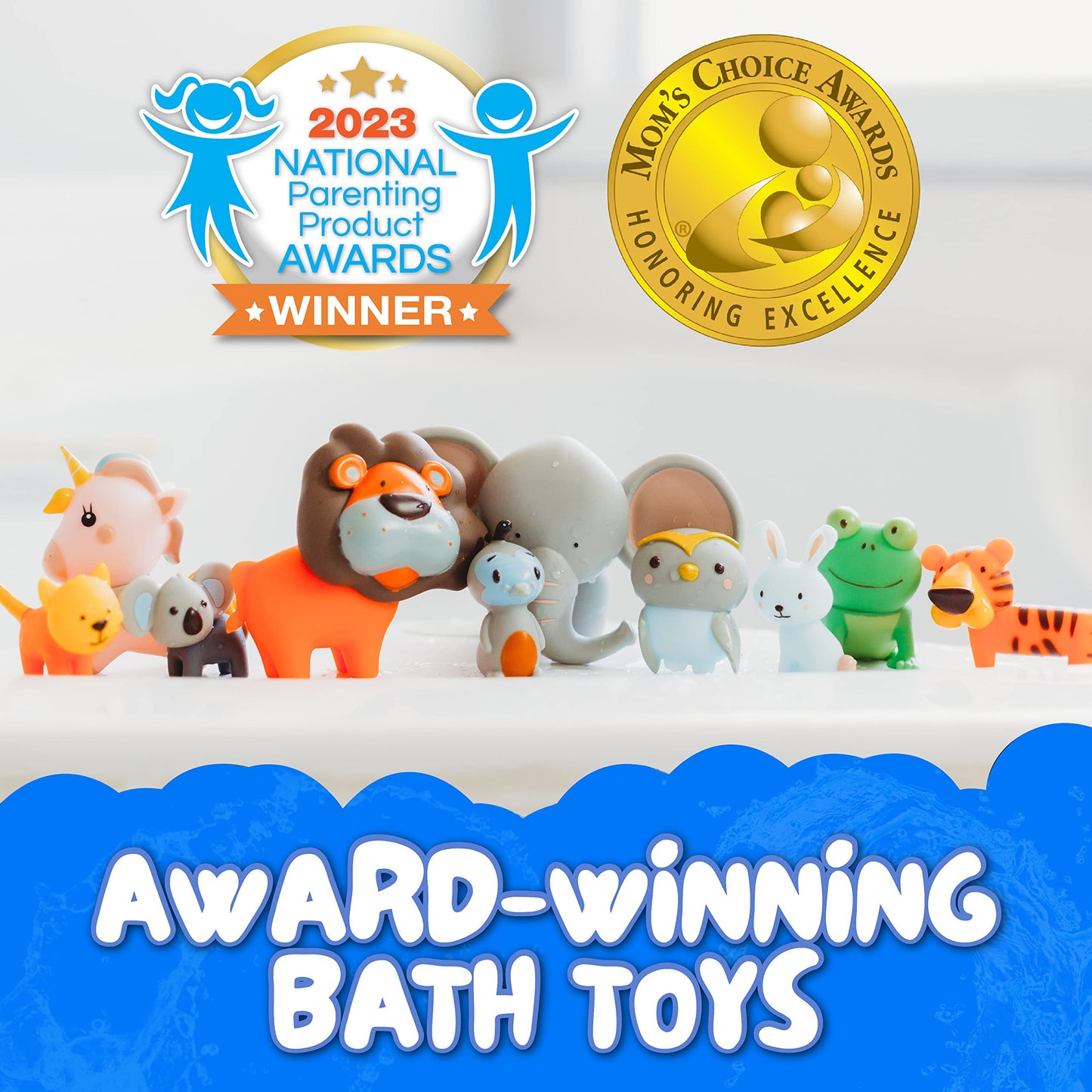 SplashEZ Bath Toys for Kids 4-8 | Mold-Free XL Animal Set for Bath Time