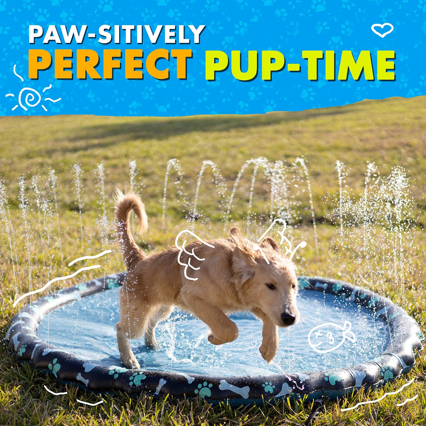SplashEZ Non Slip Splash Pad – 69-Inch Large Outdoor Fun for Kids & Dogs