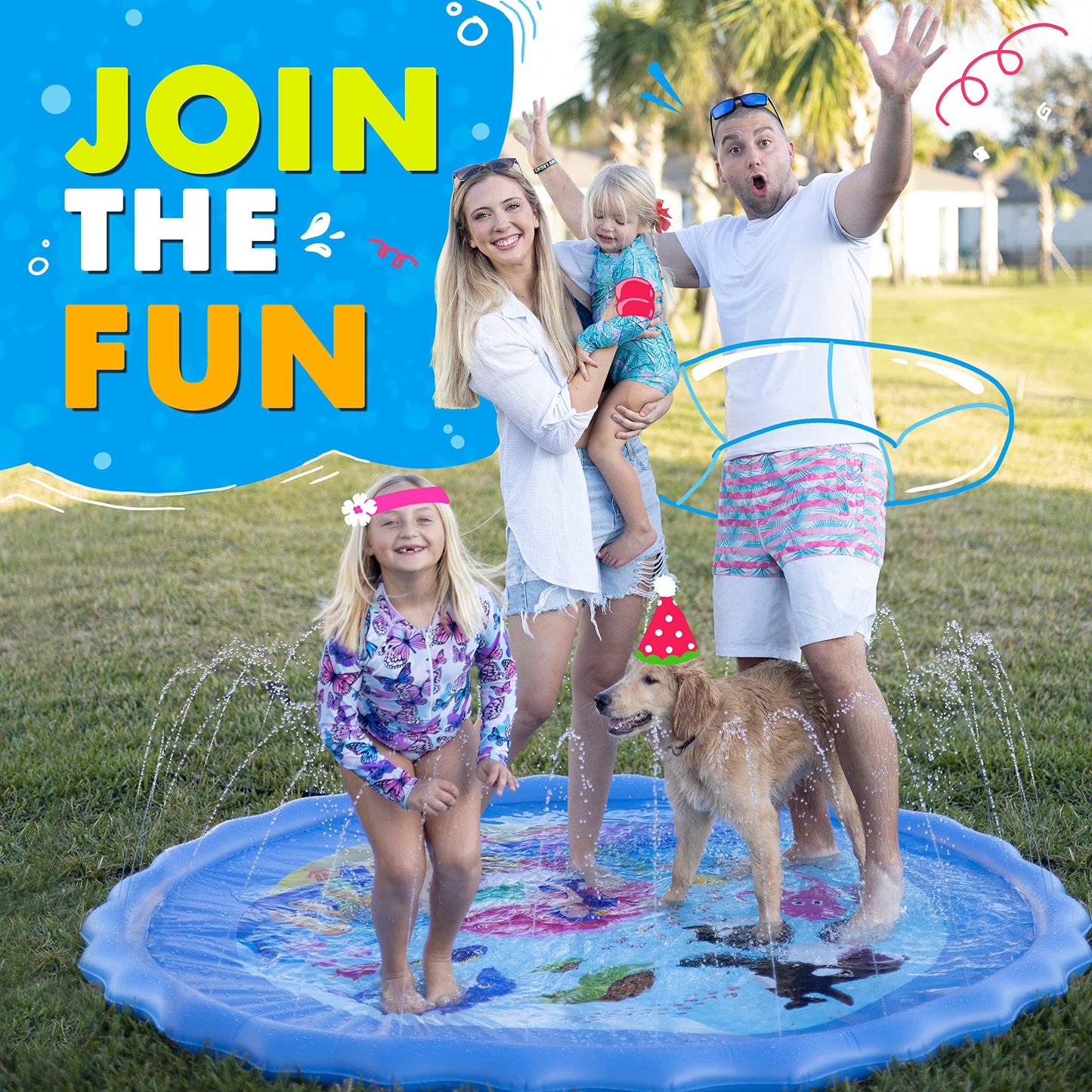SplashEZ 89-Inch Extra Large Splash Pad – Fun Backyard Water Toy for Kids & Dogs