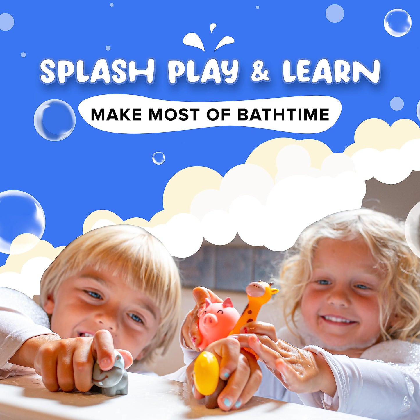 SplashEZ Bath Toys for Kids 4-8 | Mold-Free XL Animal Set for Bath Time