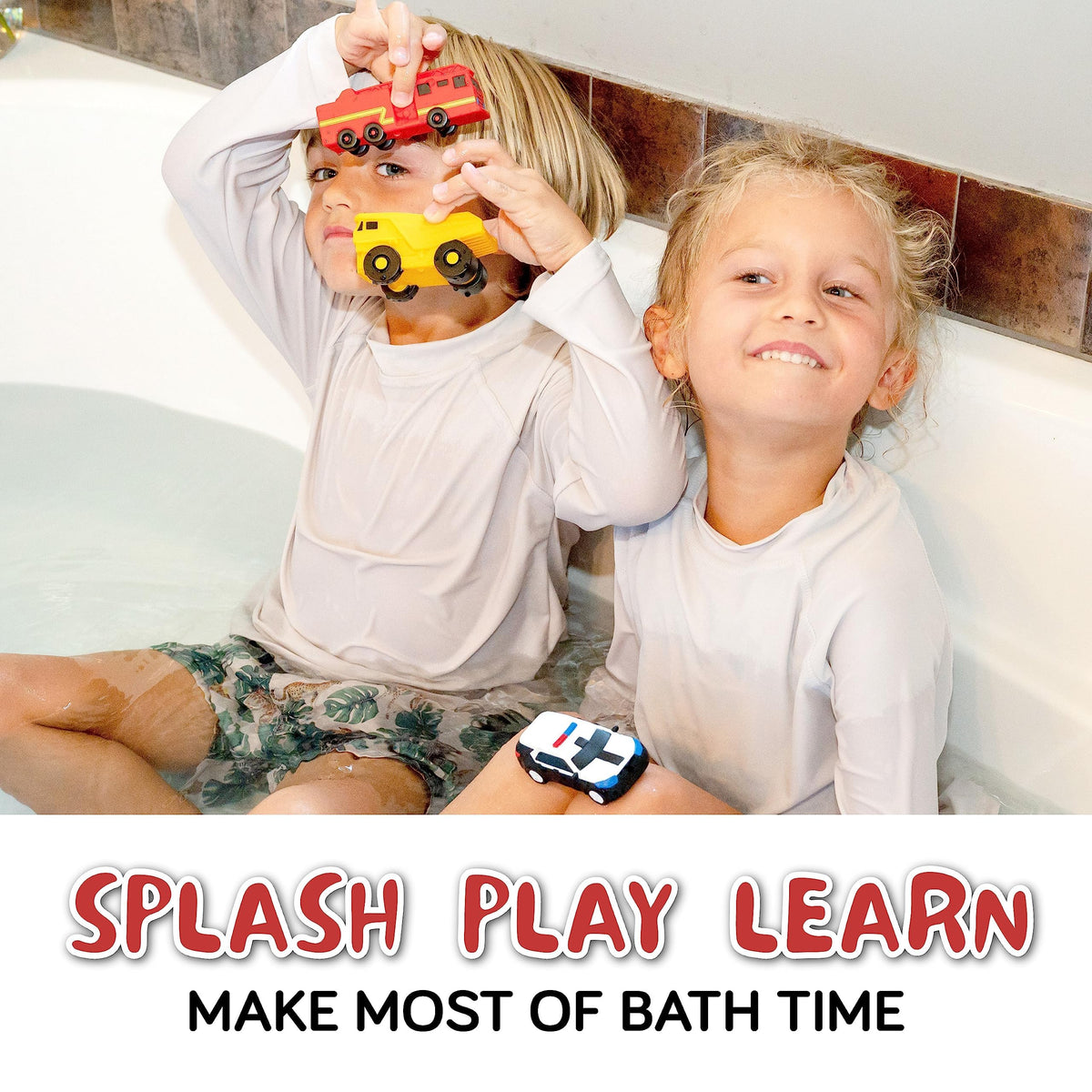 SplashEZ Mold Free Baby Bath Toys – No-Hole Floating Cars for Toddlers (Ages 12–36 Months)