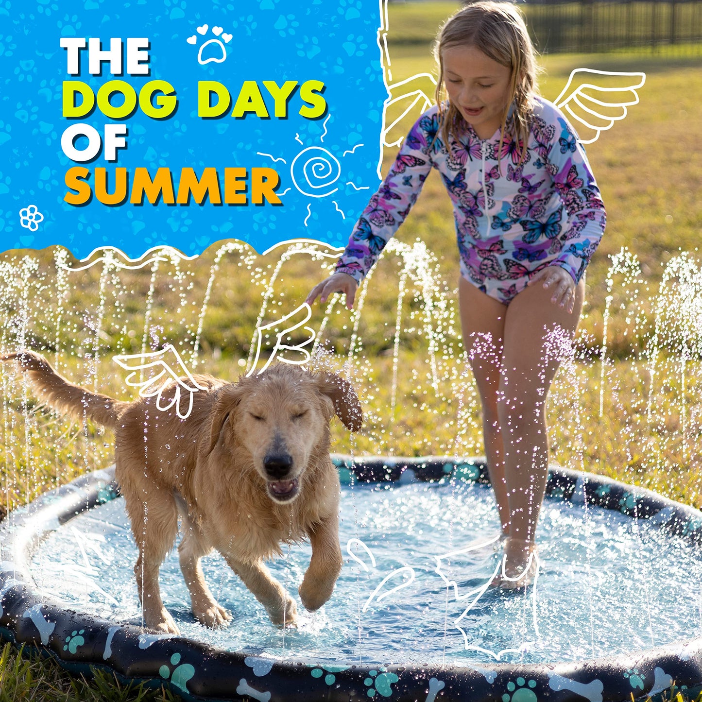 SplashEZ Non Slip Splash Pad – 69-Inch Large Outdoor Fun for Kids & Dogs