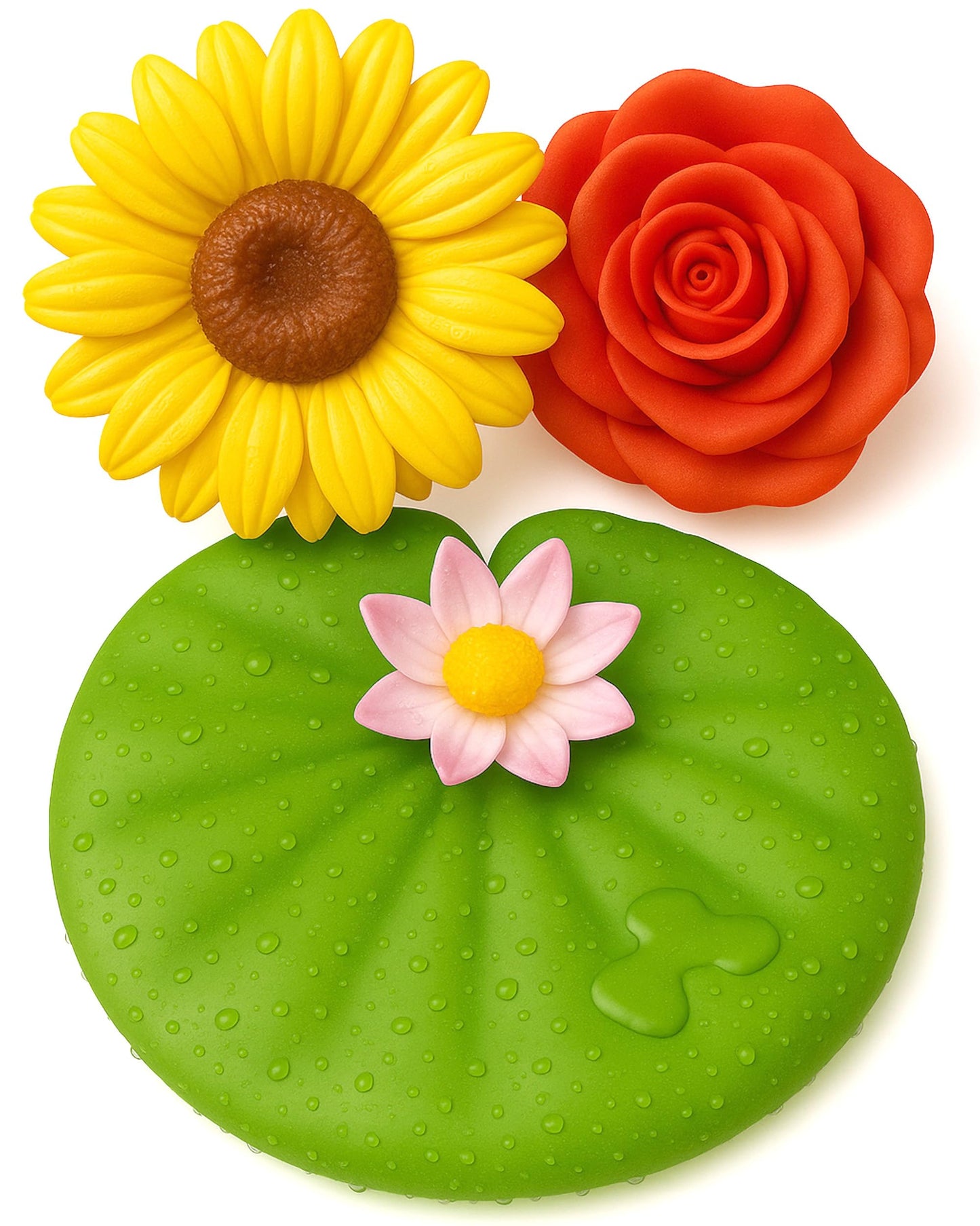 SplashEZ Mold Free Bath Toys for Kids & Toddlers – 3-Piece Lily Sunflower Rose Set (No Hole)