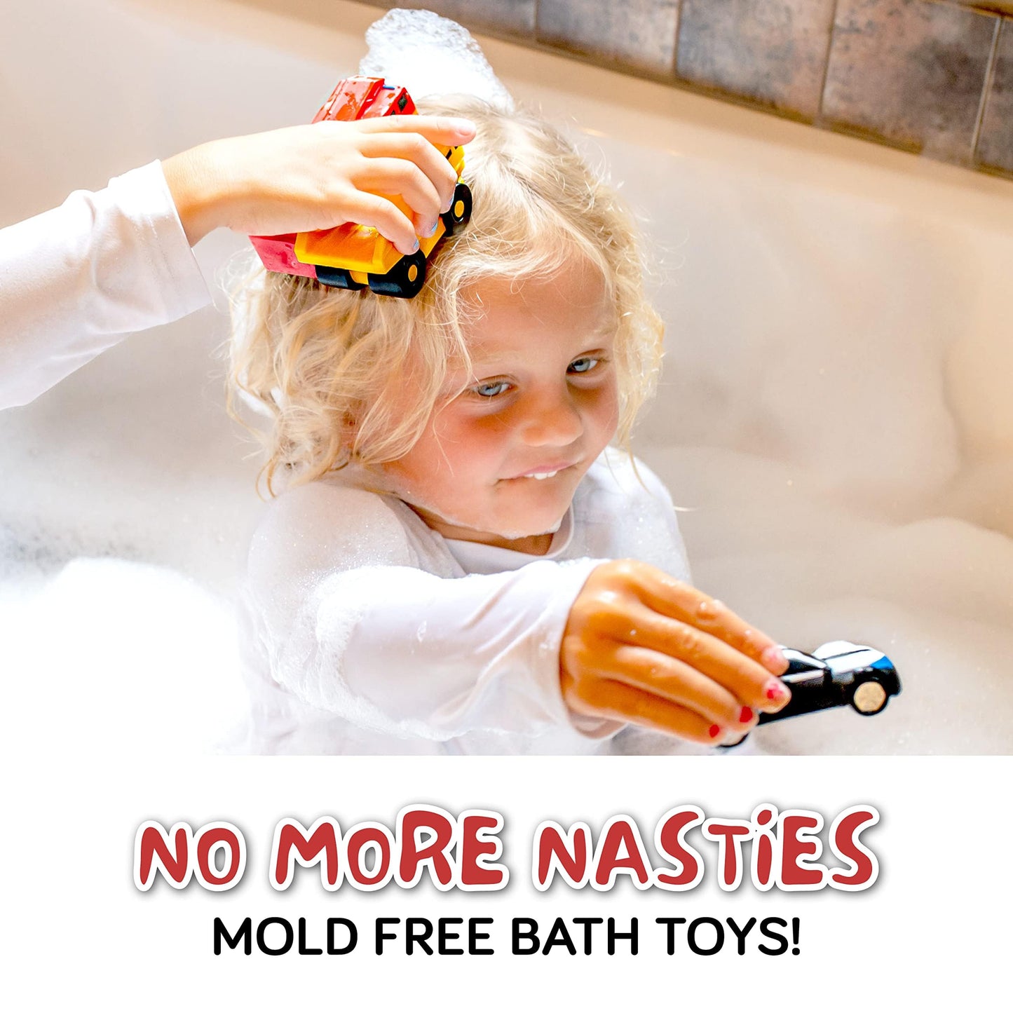 SplashEZ Mold Free Baby Bath Toys – No-Hole Floating Cars for Toddlers (Ages 12–36 Months)