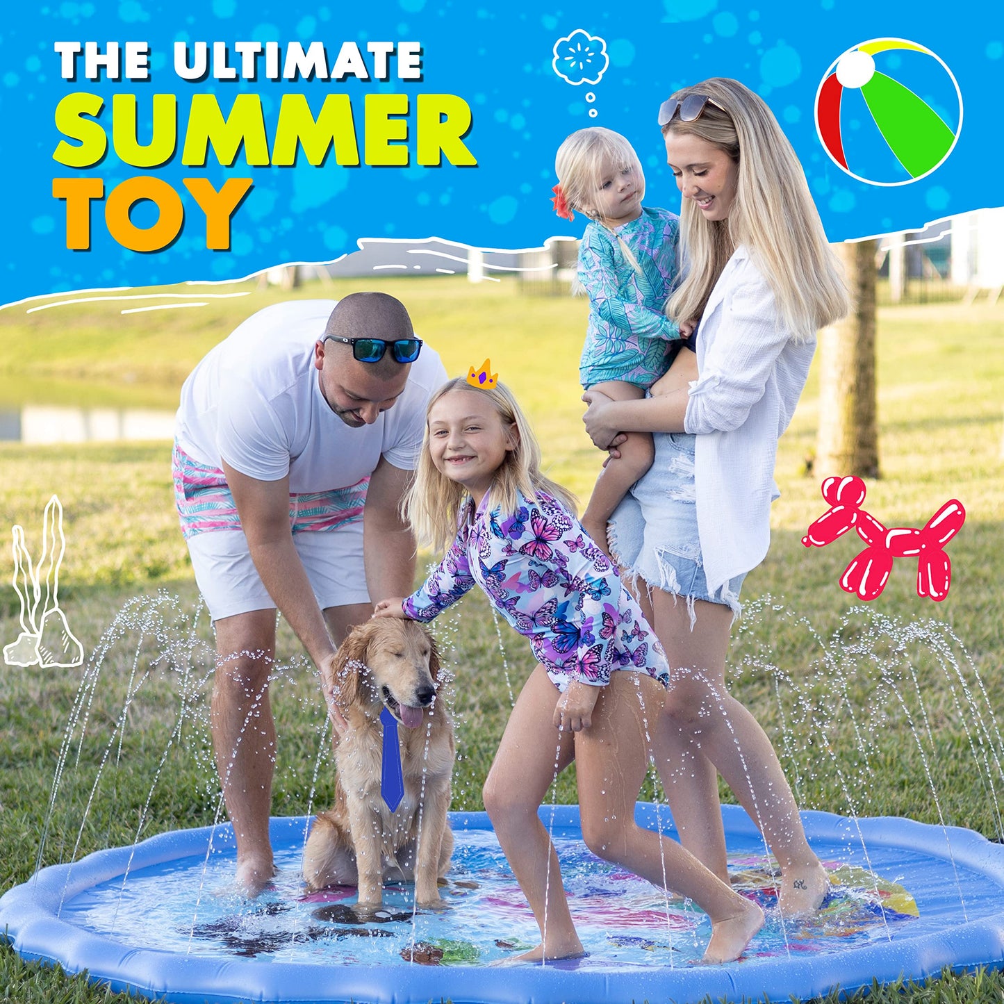 SplashEZ 89-Inch Extra Large Splash Pad – Fun Backyard Water Toy for Kids & Dogs