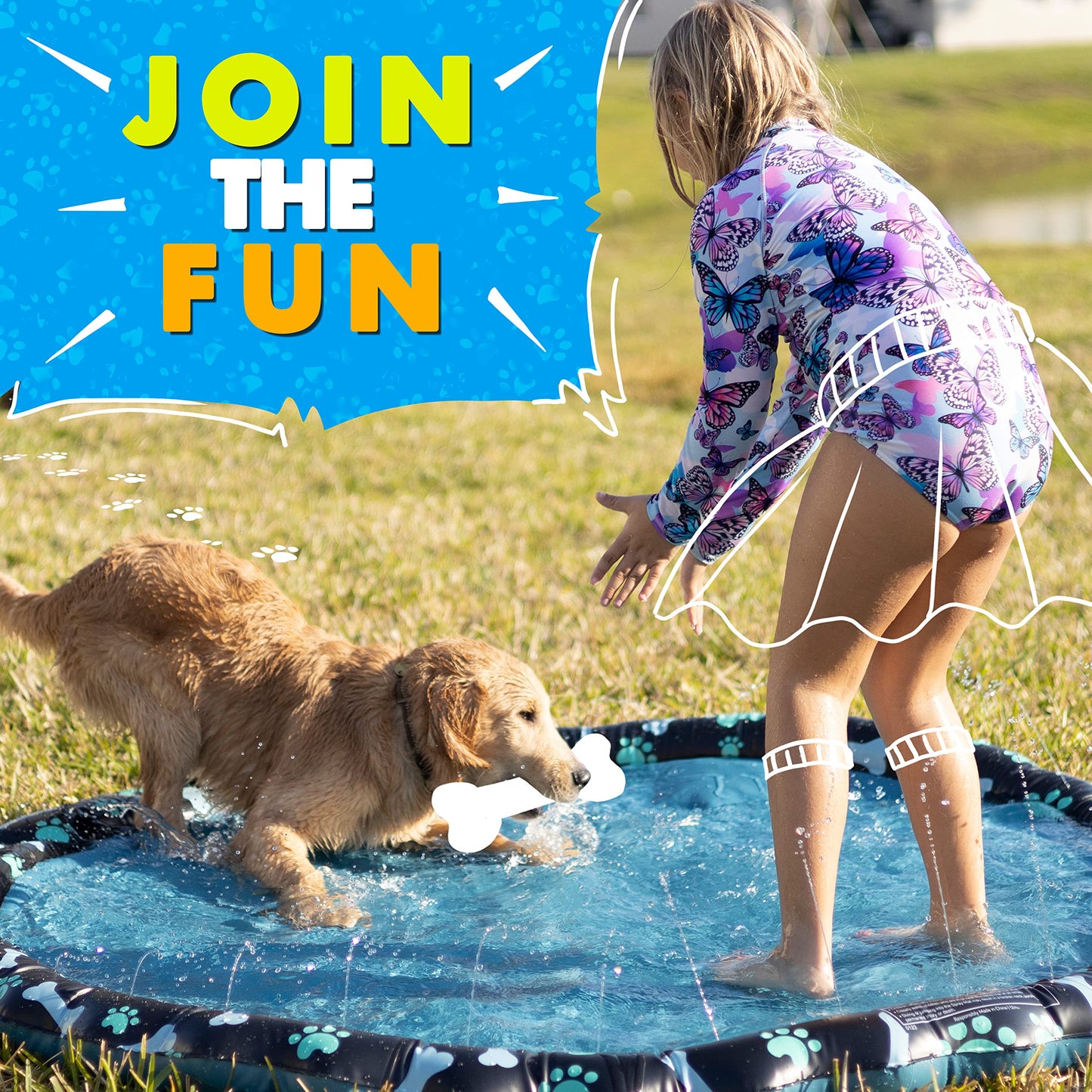 SplashEZ Non Slip Splash Pad – 69-Inch Large Outdoor Fun for Kids & Dogs