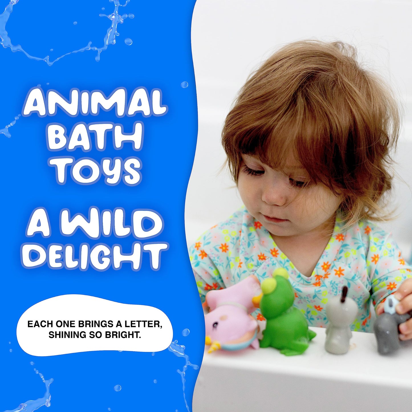 SplashEZ Bath Toys for Kids 4-8 | Mold-Free XL Animal Set for Bath Time