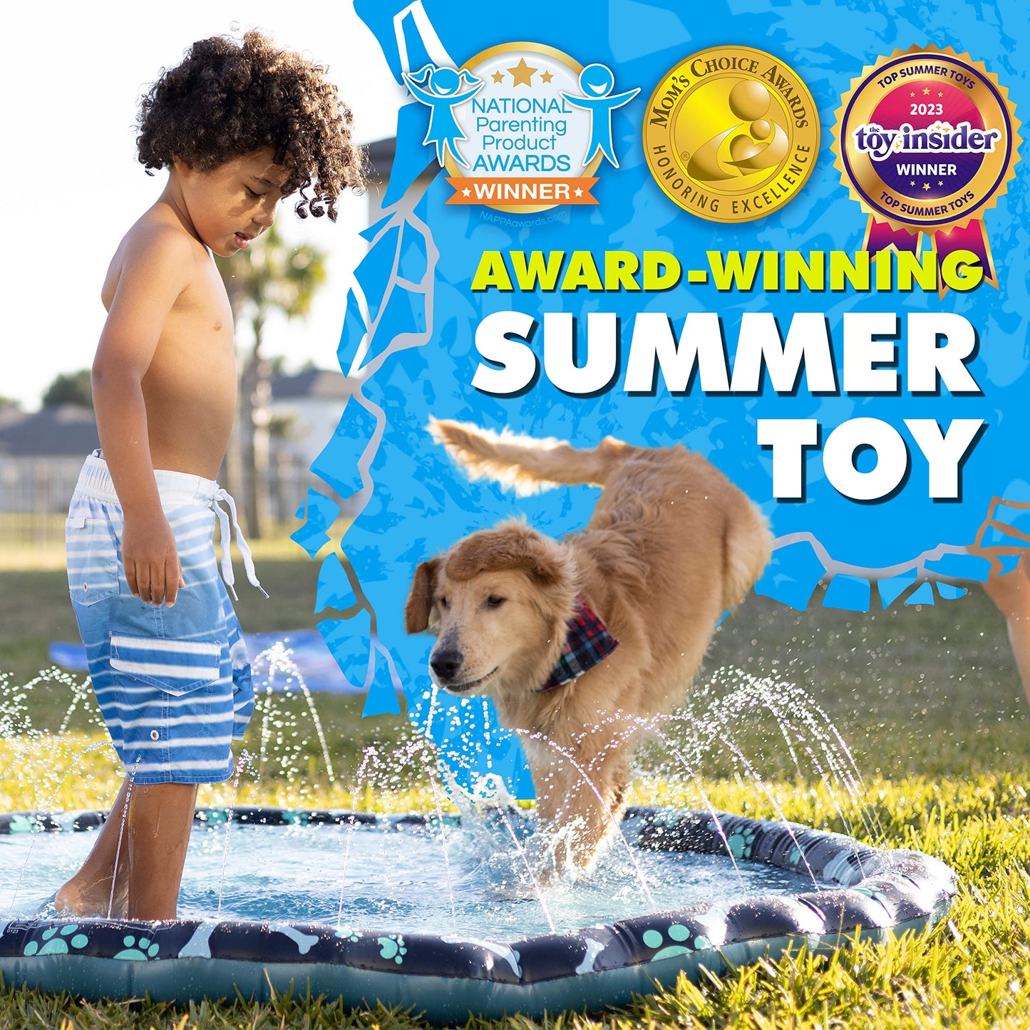 SplashEZ Non Slip Splash Pad – 69-Inch Large Outdoor Fun for Kids & Dogs