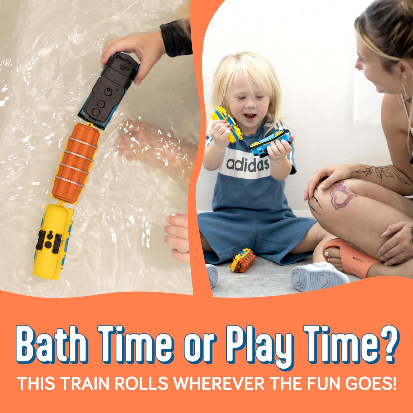SplashEZ Train Toys for Bath – Mold-Free, No-Hole Design for Toddlers