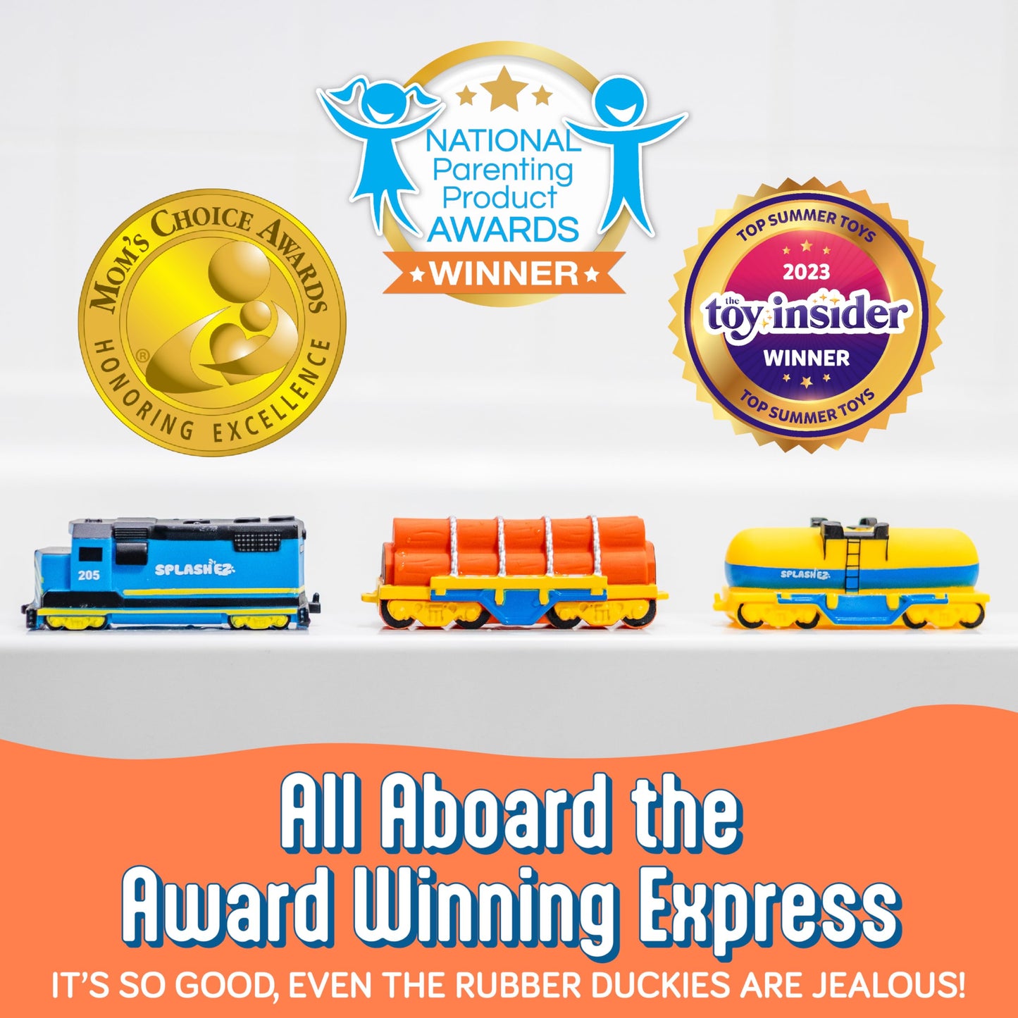 SplashEZ Train Toys for Bath – Mold-Free, No-Hole Design for Toddlers
