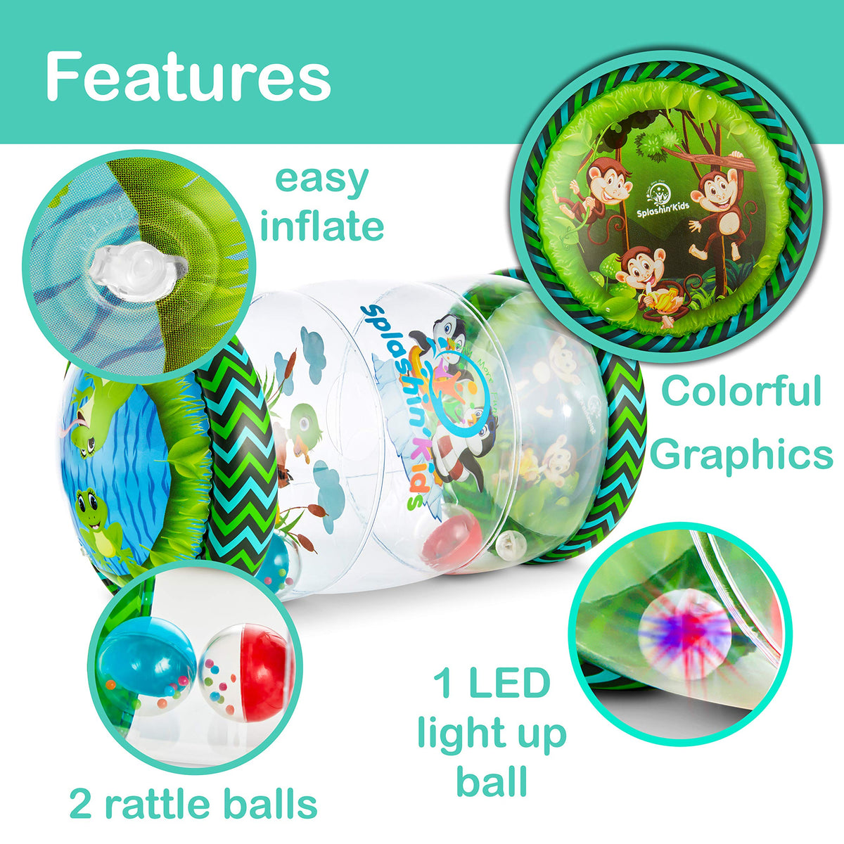Splashin'kids Jumbo Roller Ball Drop Toy – Infant Tummy Time Activity Center for 6–36 Months