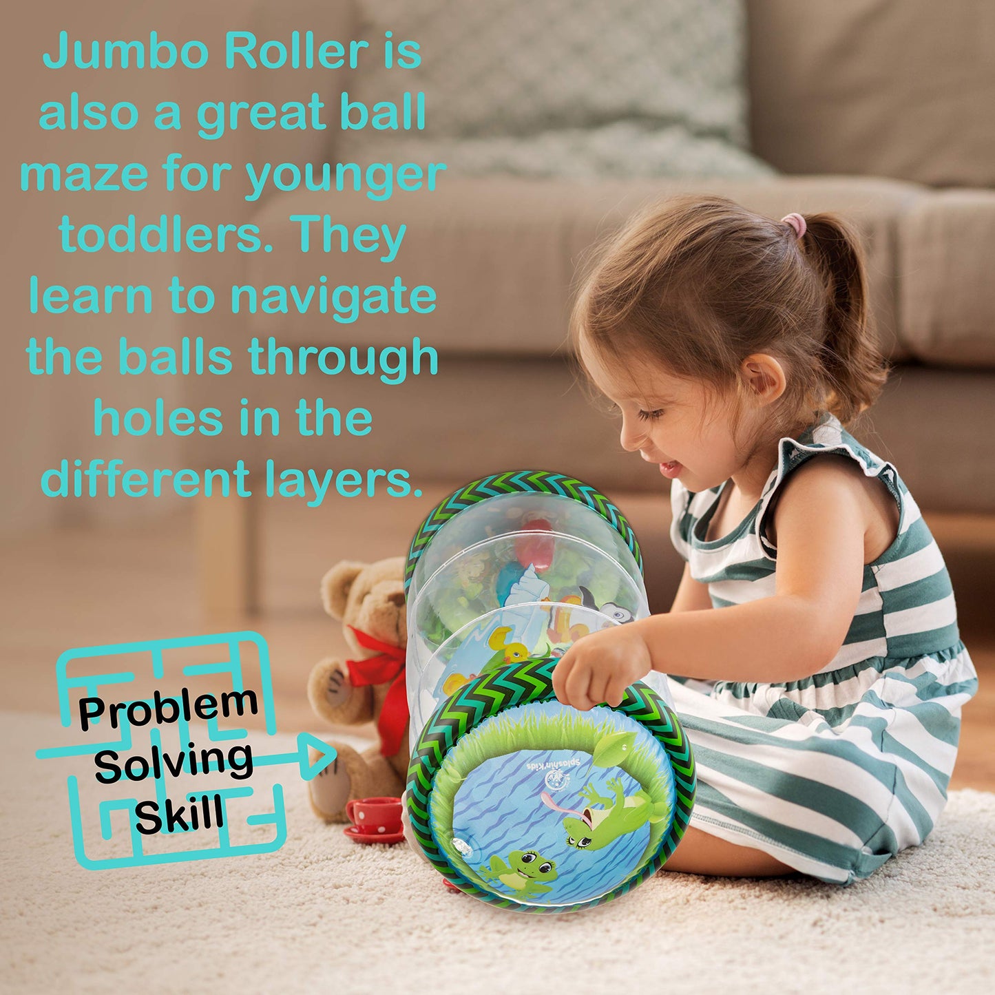 Splashin'kids Jumbo Roller Ball Drop Toy – Infant Tummy Time Activity Center for 6–36 Months