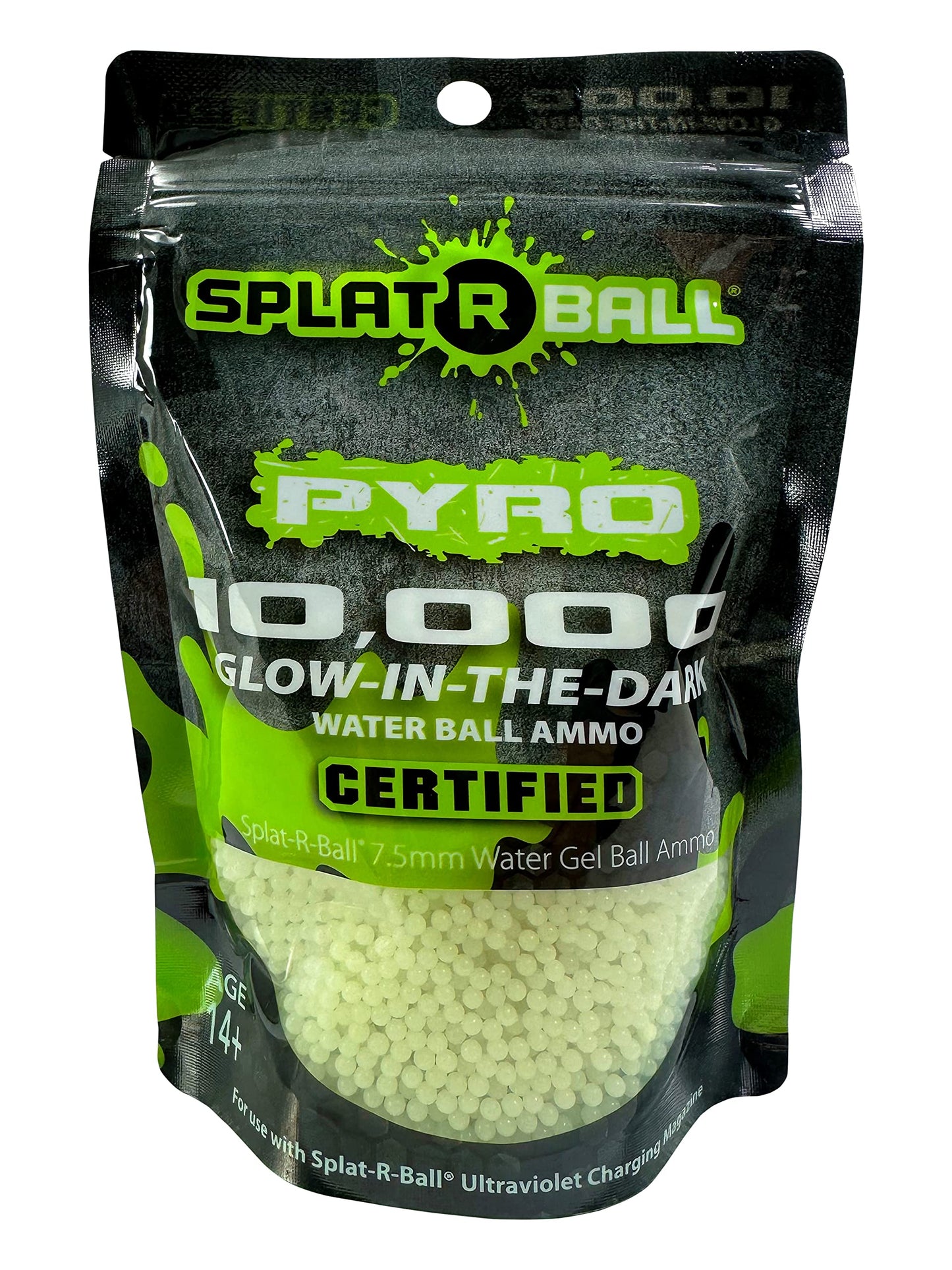SPLATRBALL 10K PYRO Glow-In-The-Dark Water Gel Ammo | 7.5mm, 10,000 Rounds