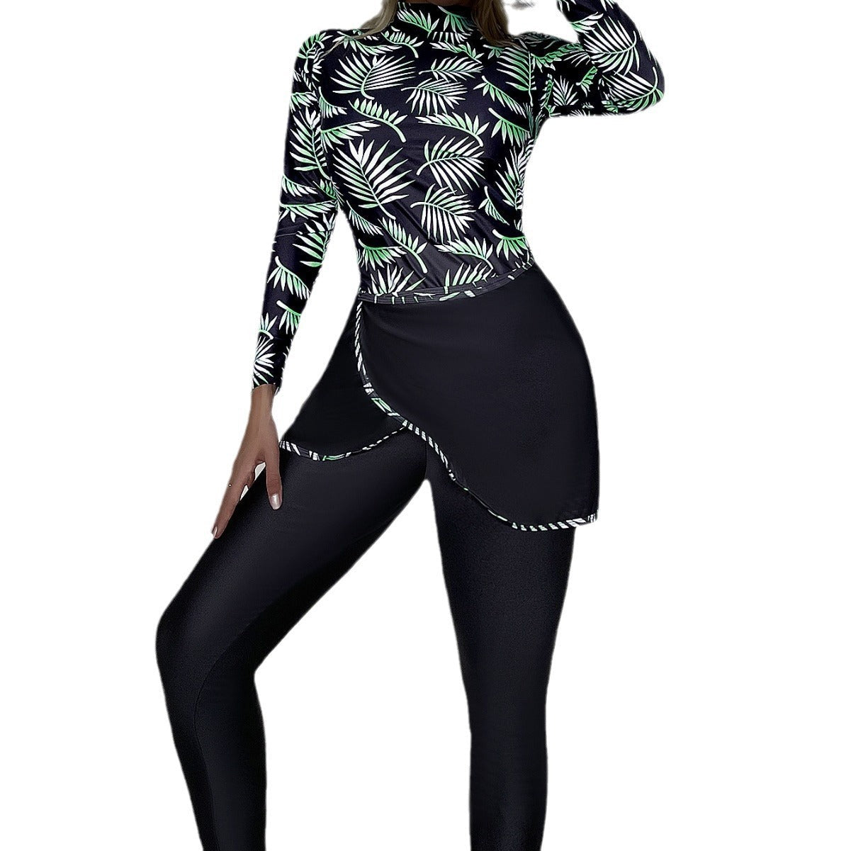 Split Three-pieces Plus Size Swimsuit, Long-sleeved Cross-border Swimwear