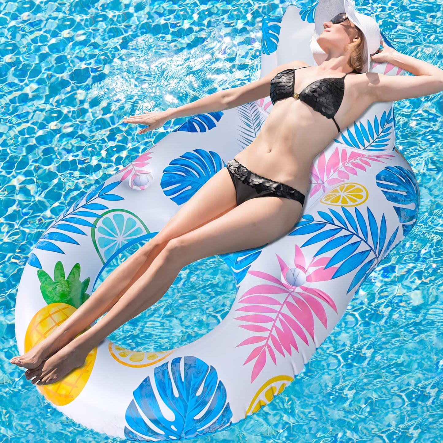 Spobot Inflatable Pool Float Adult – Light Up Lounger with Cup Holder