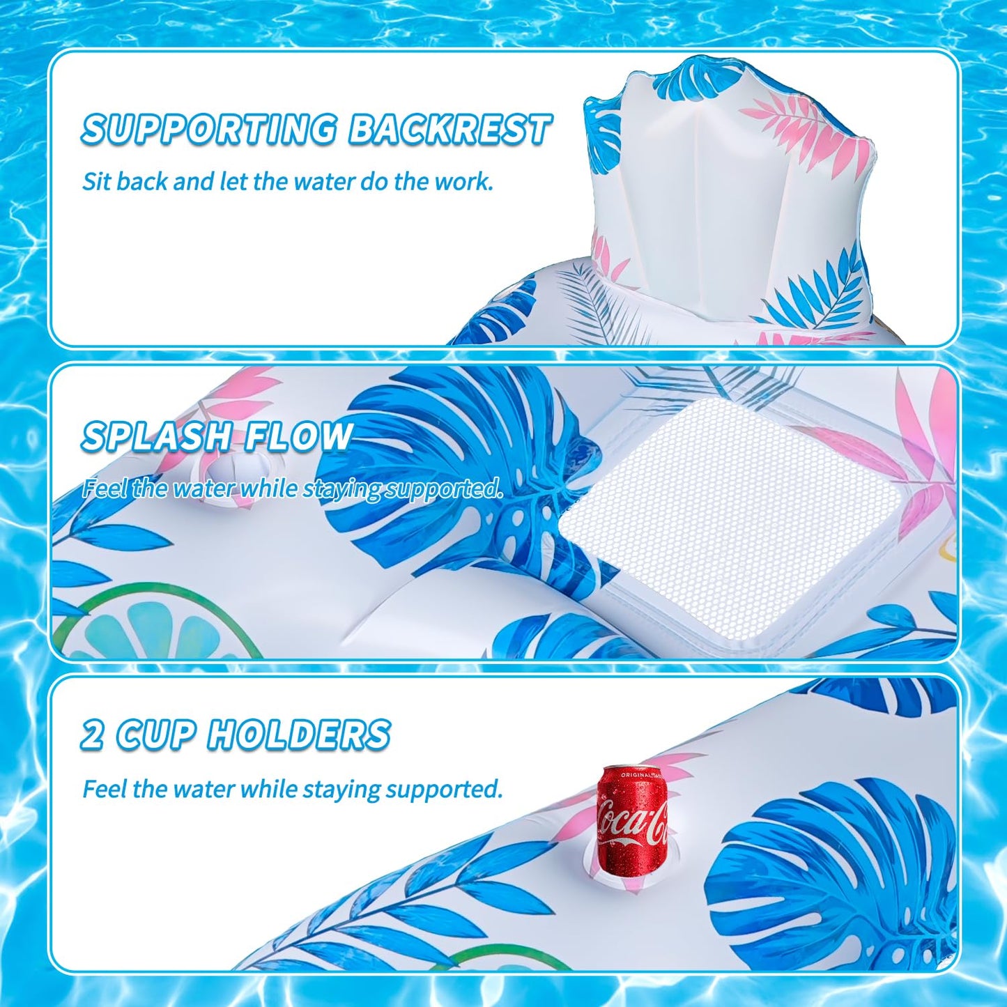 Spobot Inflatable Pool Float Adult – Light Up Lounger with Cup Holder