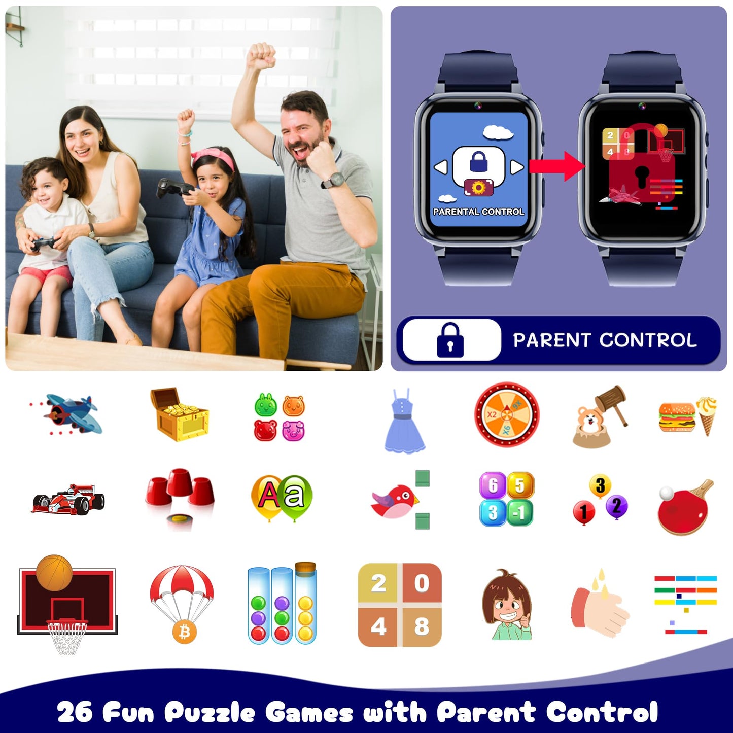 Spodus Kids Smart Watch with 26 Games, Camera, and Learning Cards | Ages 3-12