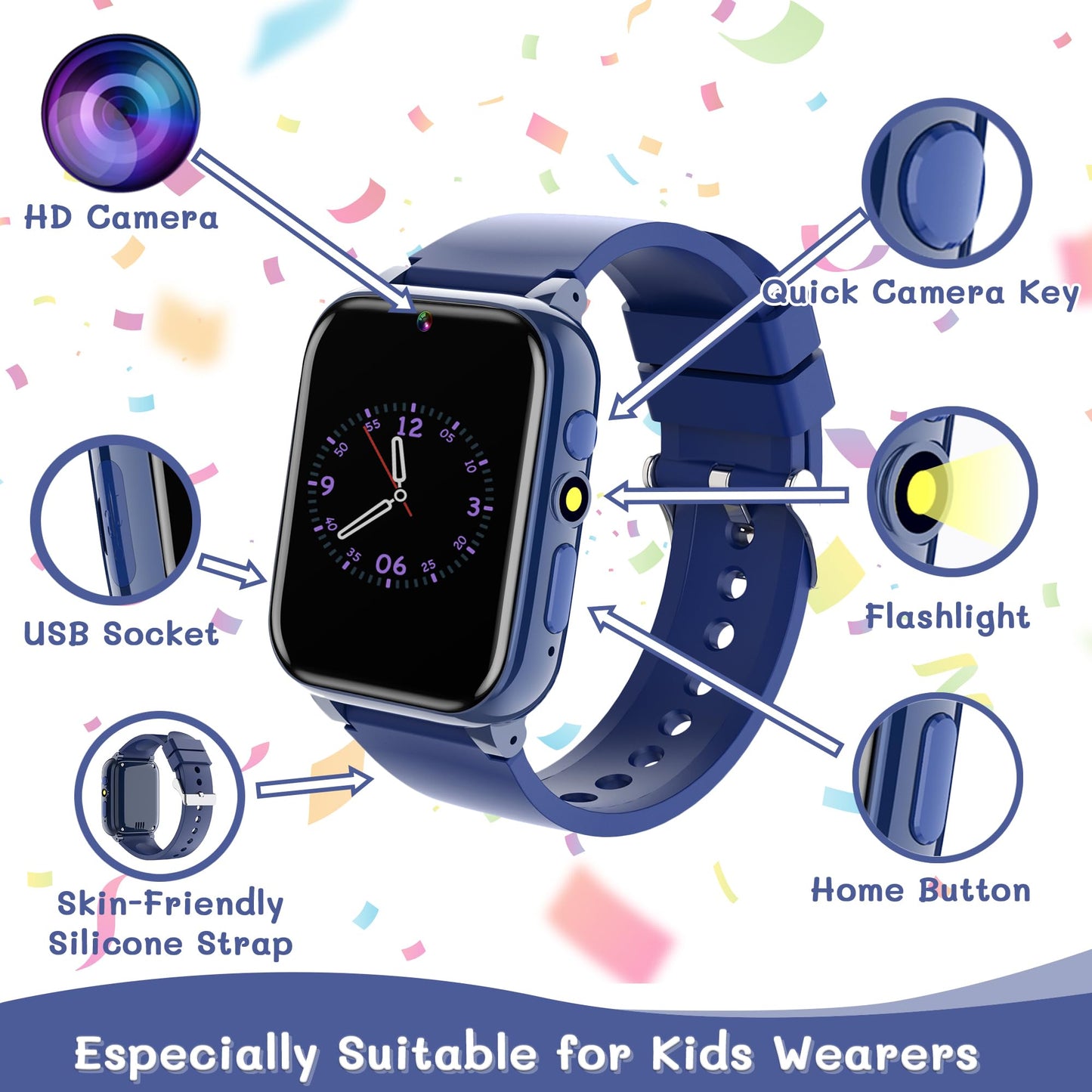 Spodus Kids Smart Watch with 26 Games, Camera, and Learning Cards | Ages 3-12
