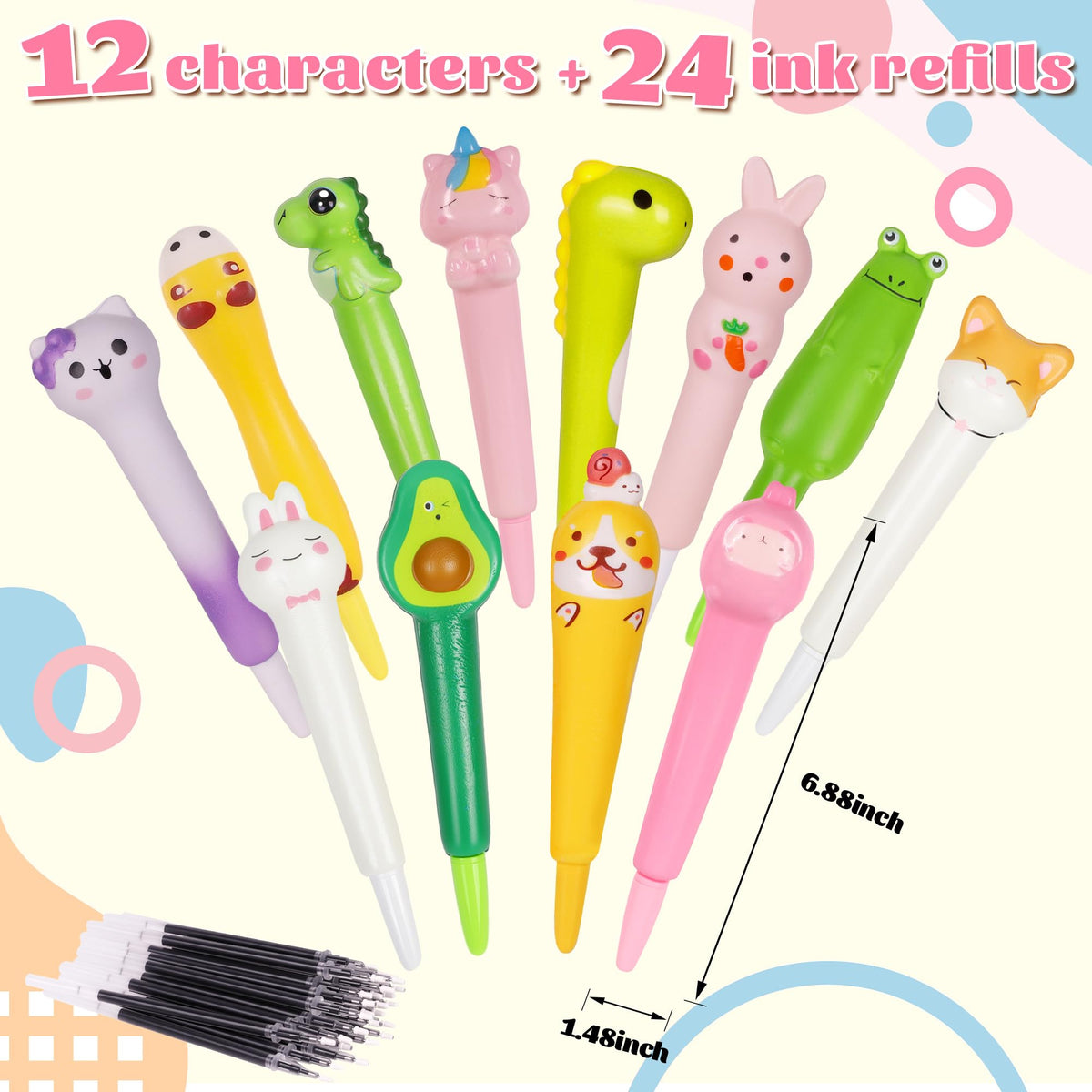 Spoilu Valentine’s Day Gifts for Kids – 12 Cute Pens & 24 Refills
